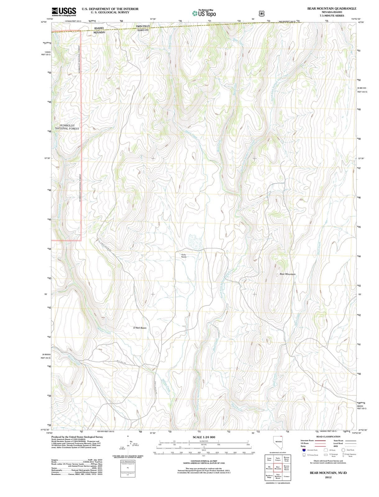 2012 Bear Mountain, NV - Nevada - USGS Topographic Map
