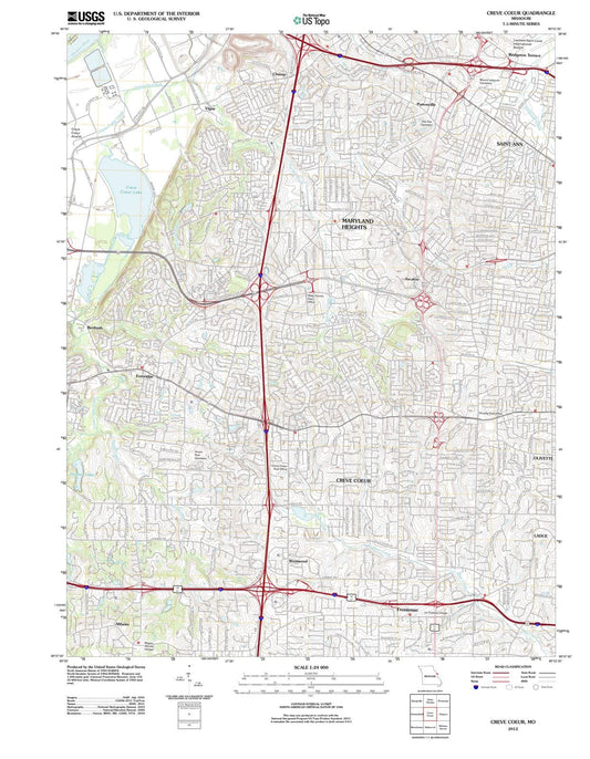 2012 Creve Coeur, MO - Missouri - USGS Topographic Map