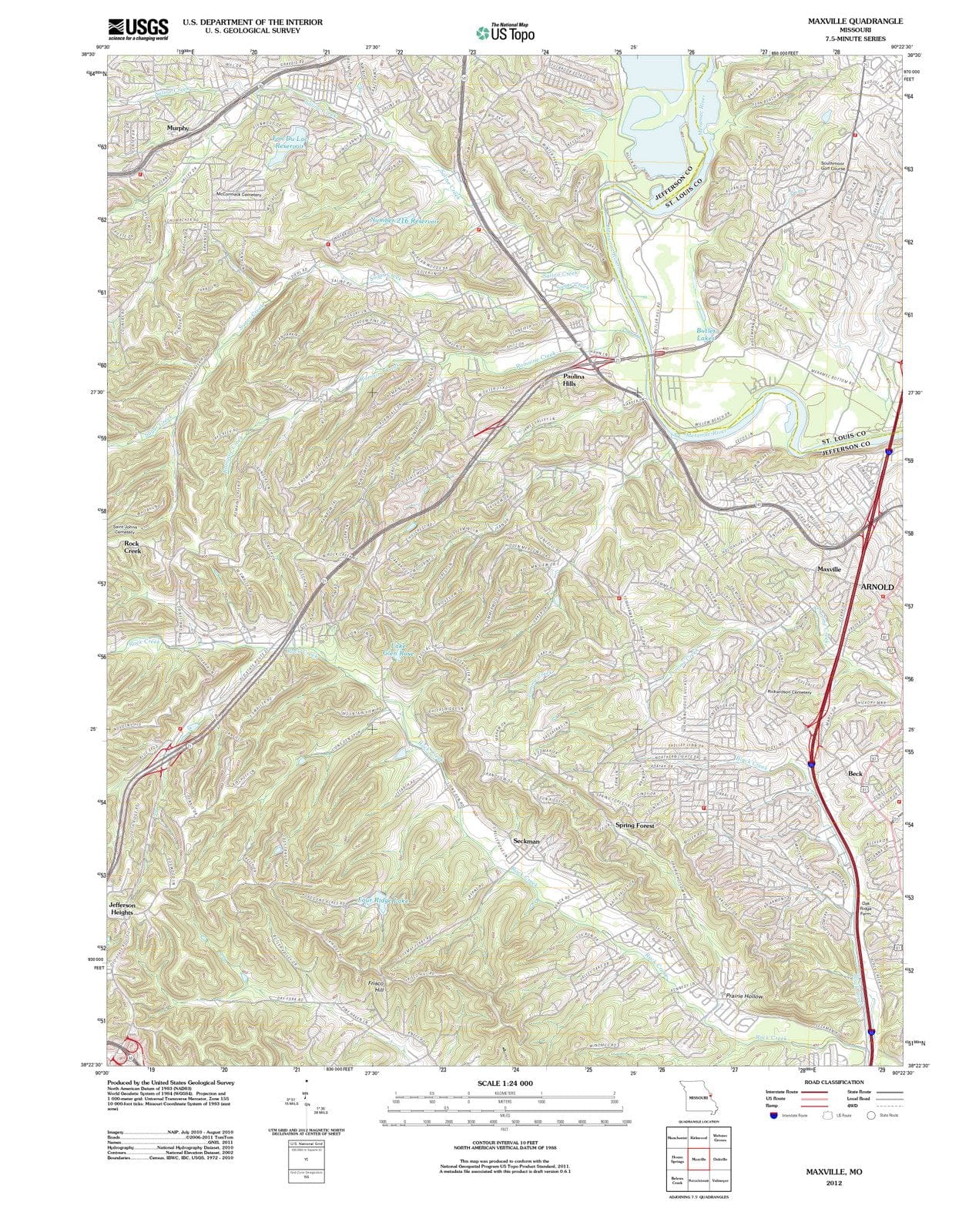 2012 Maxville, MO - Missouri - USGS Topographic Map