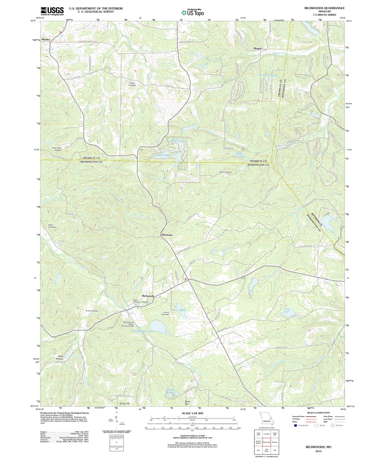 2012 Richwoods, MO - Missouri - USGS Topographic Map