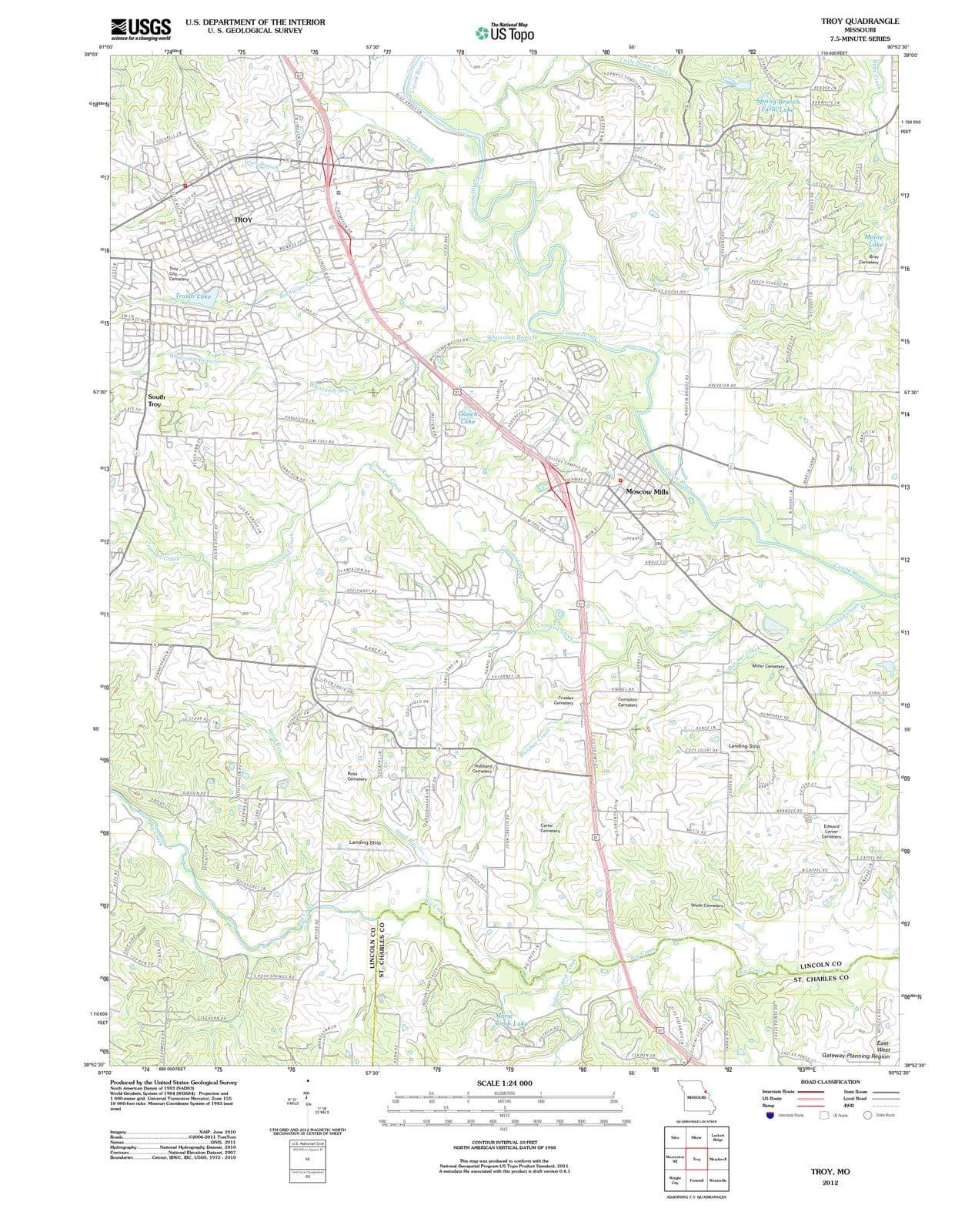 2012 Troy, MO - Missouri - USGS Topographic Map