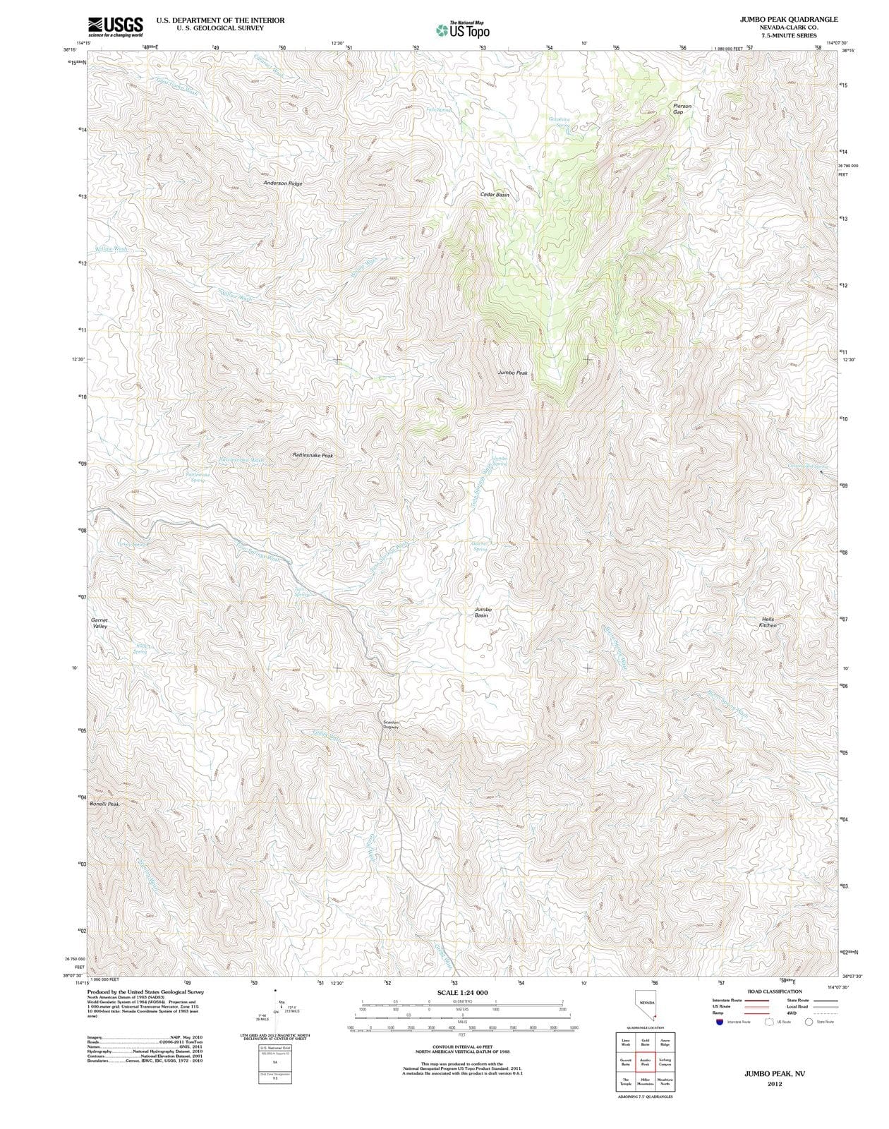 2012 Jumbo Peak, NV - Nevada - USGS Topographic Map