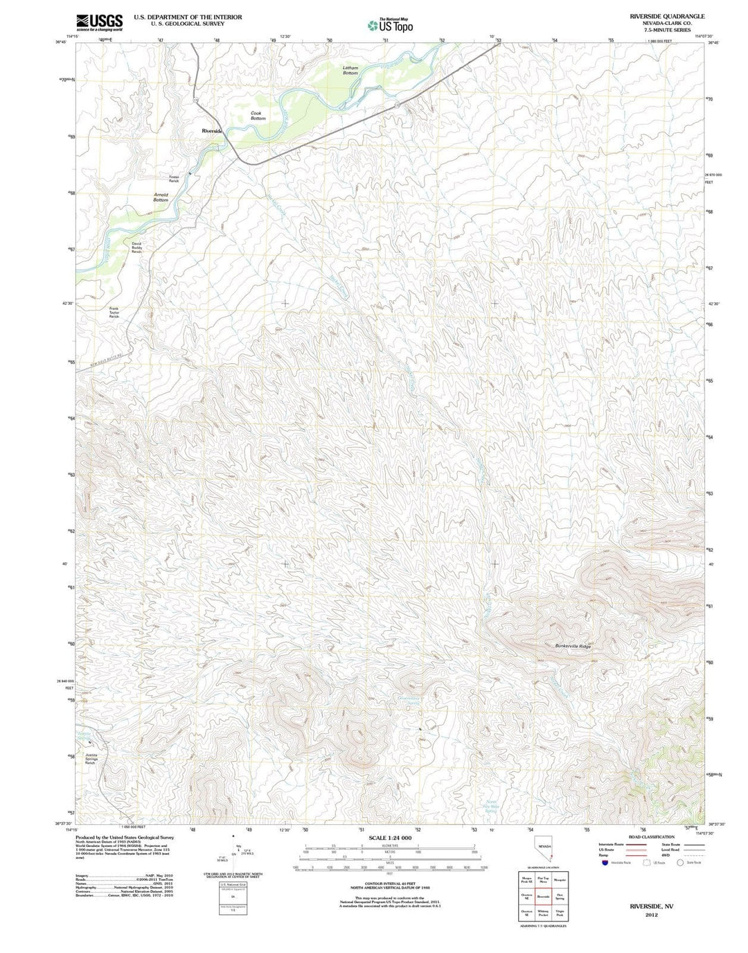2012 Riverside, NV - Nevada - USGS Topographic Map