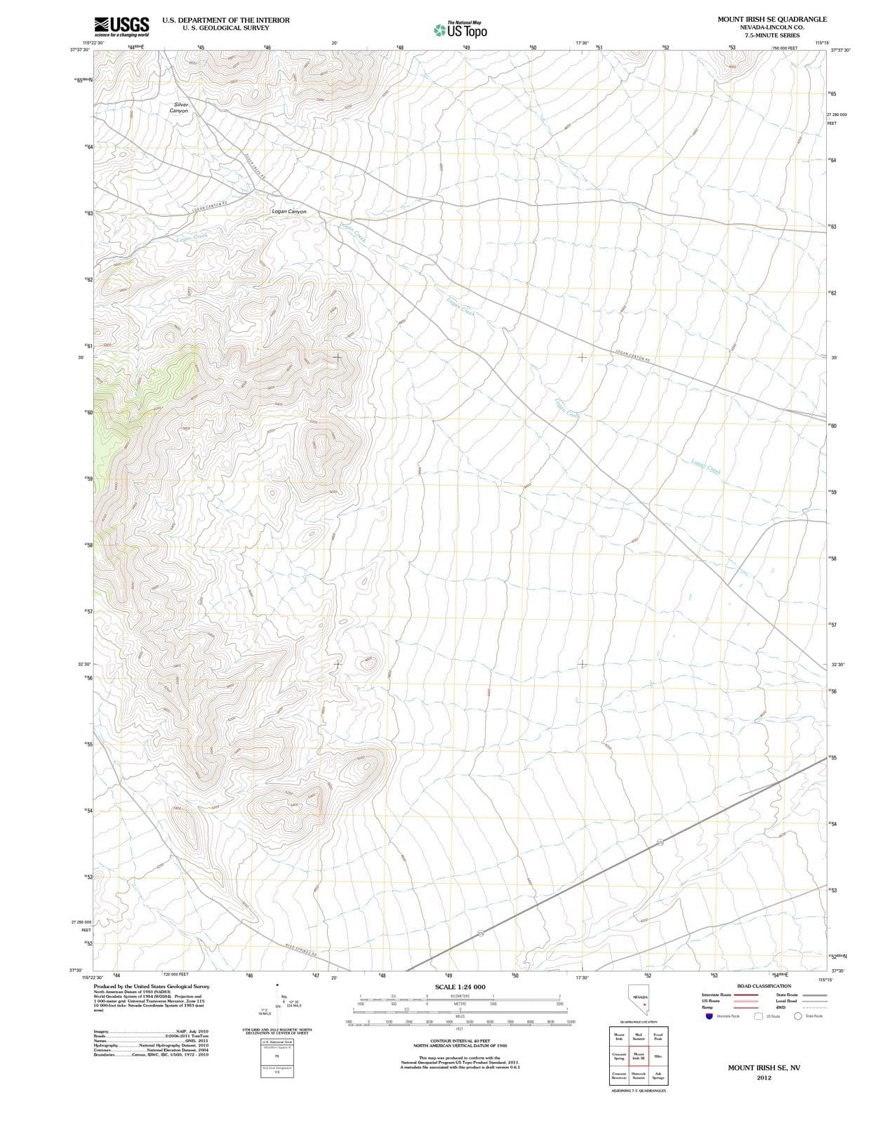 2012 Mount Irish, NV - Nevada - USGS Topographic Map