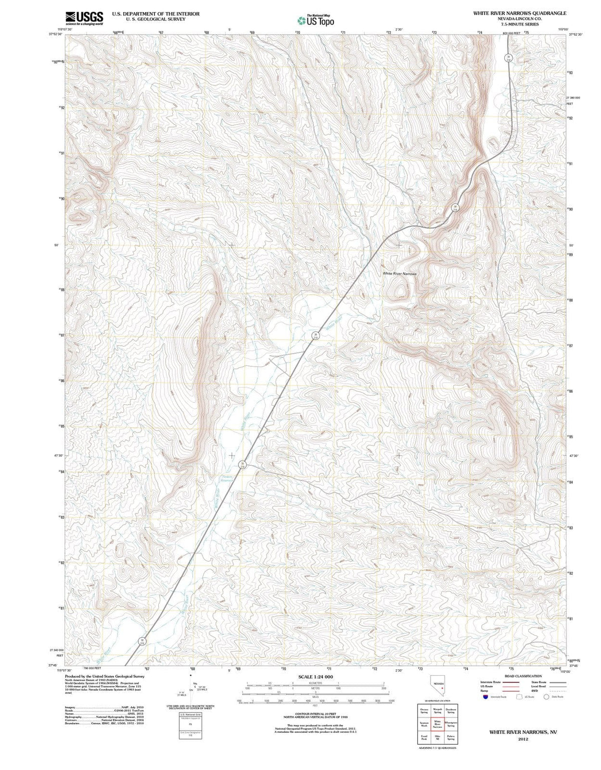 2012 White River Narrows, NV - Nevada - USGS Topographic Map
