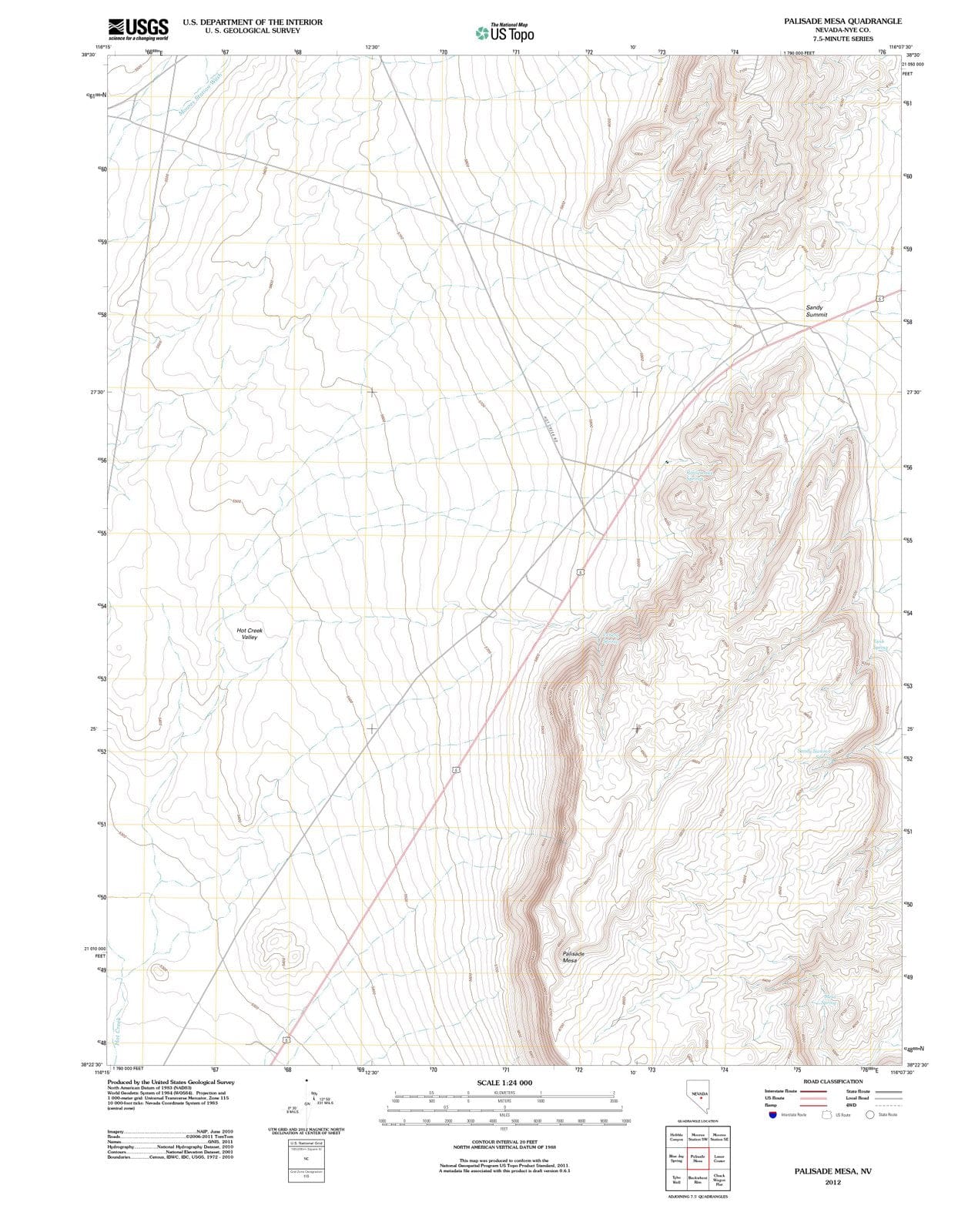 2012 Palisade Mesa, NV - Nevada - USGS Topographic Map