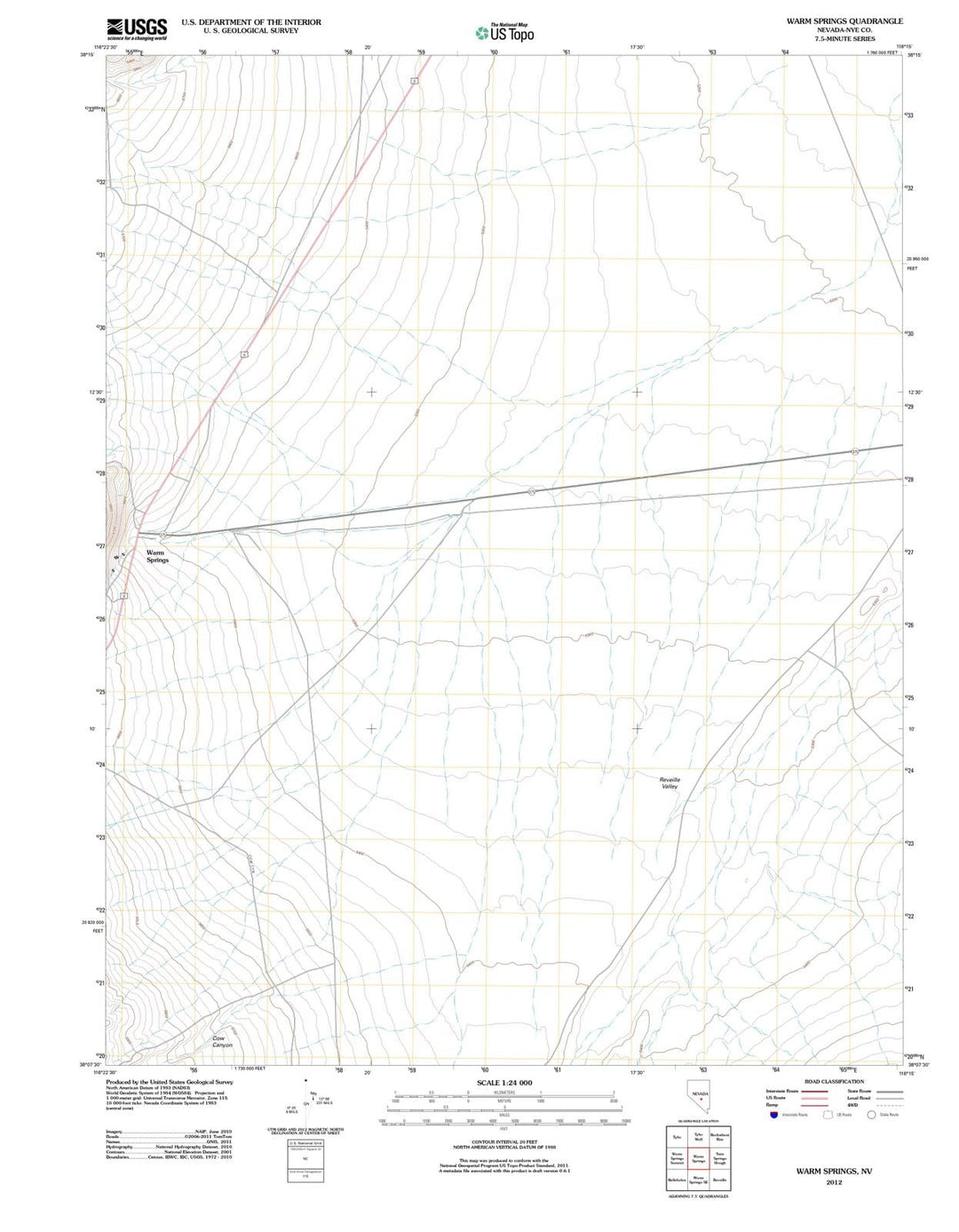 2012 Warm Springs, NV - Nevada - USGS Topographic Map