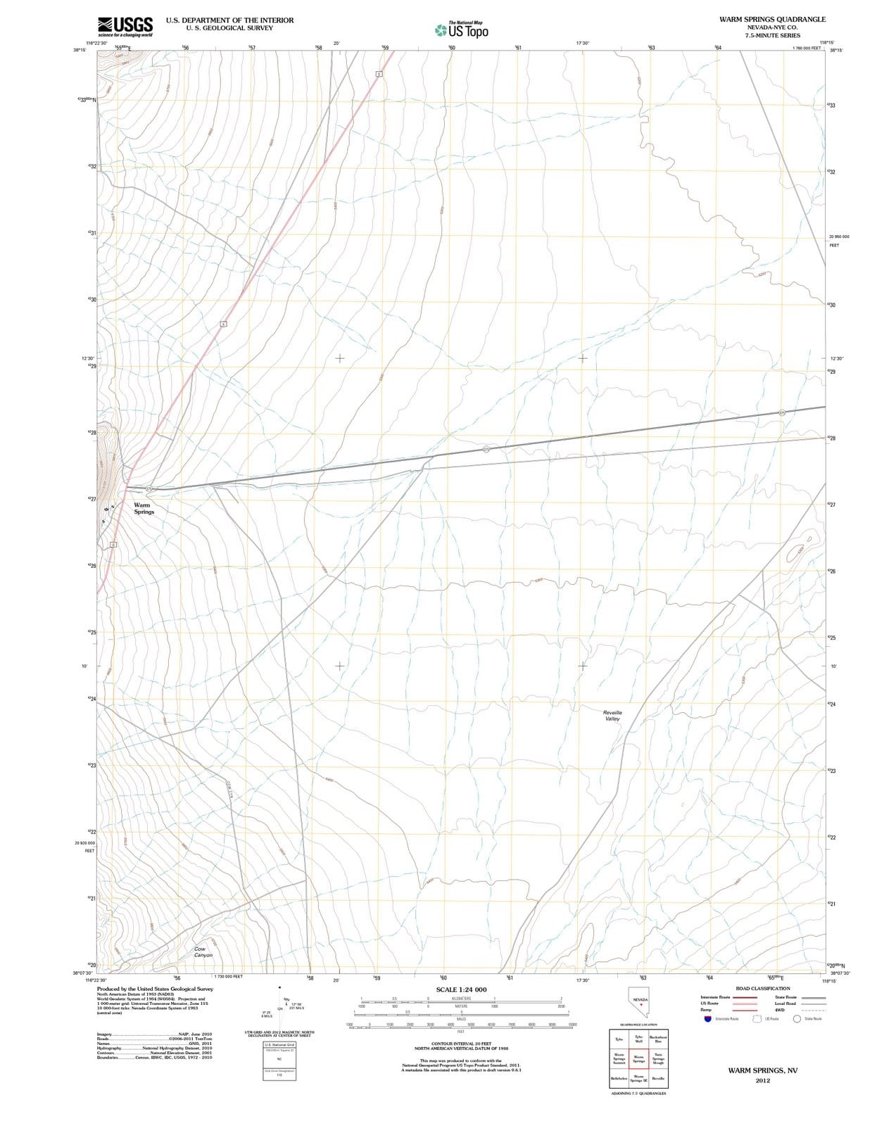 2012 Warm Springs, NV - Nevada - USGS Topographic Map