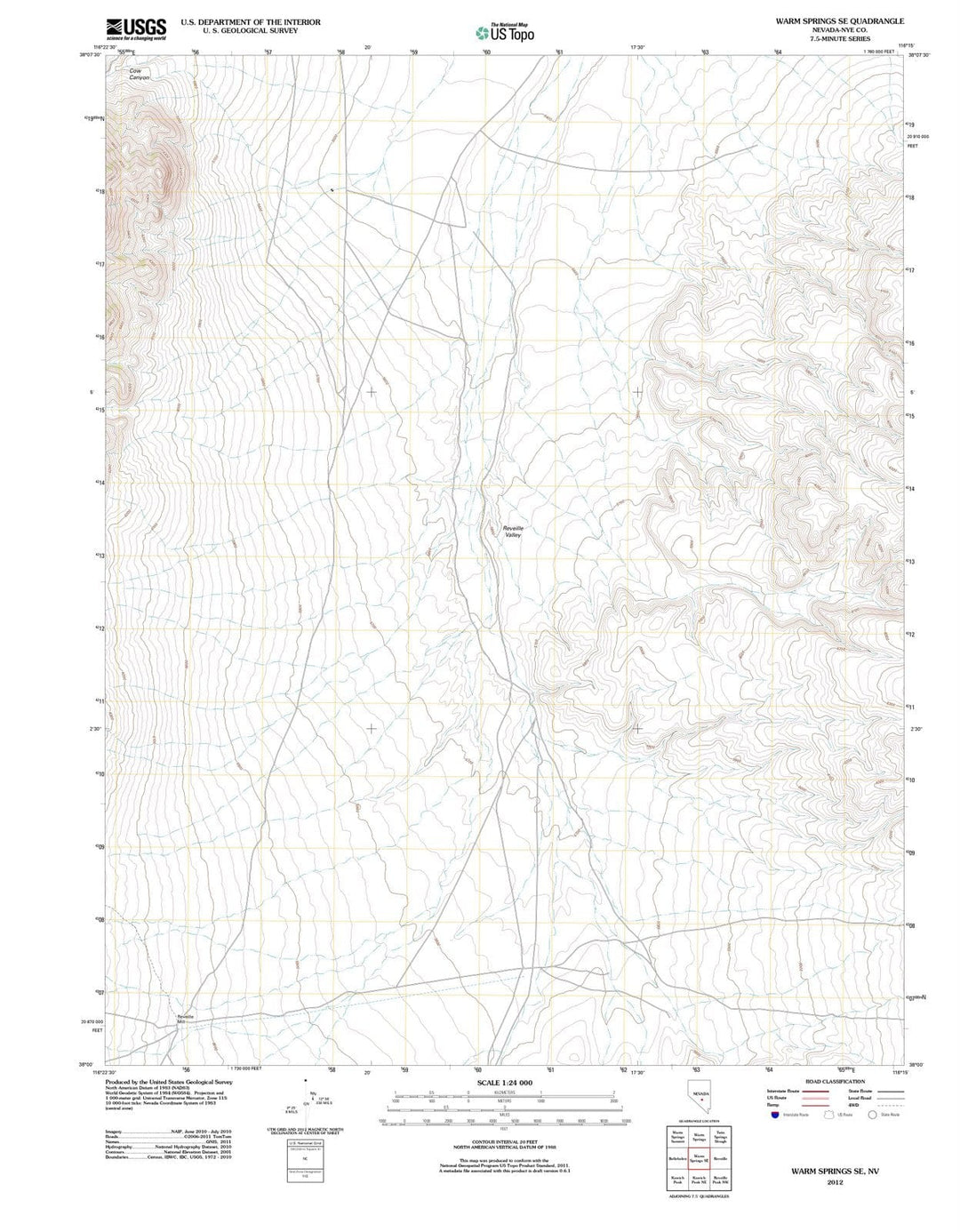 2012 Warm Springs, NV - Nevada - USGS Topographic Map