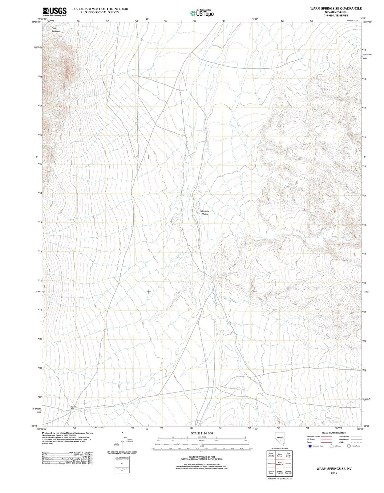 2012 Warm Springs, NV - Nevada - USGS Topographic Map