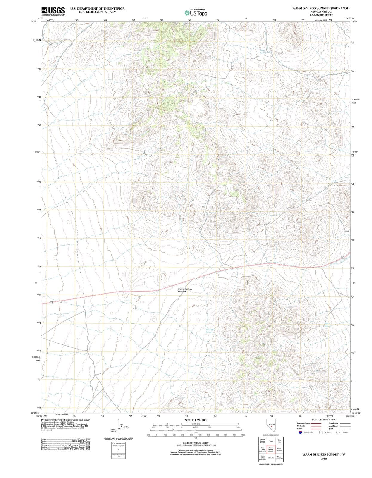 2012 Warm Springs Summit, NV - Nevada - USGS Topographic Map