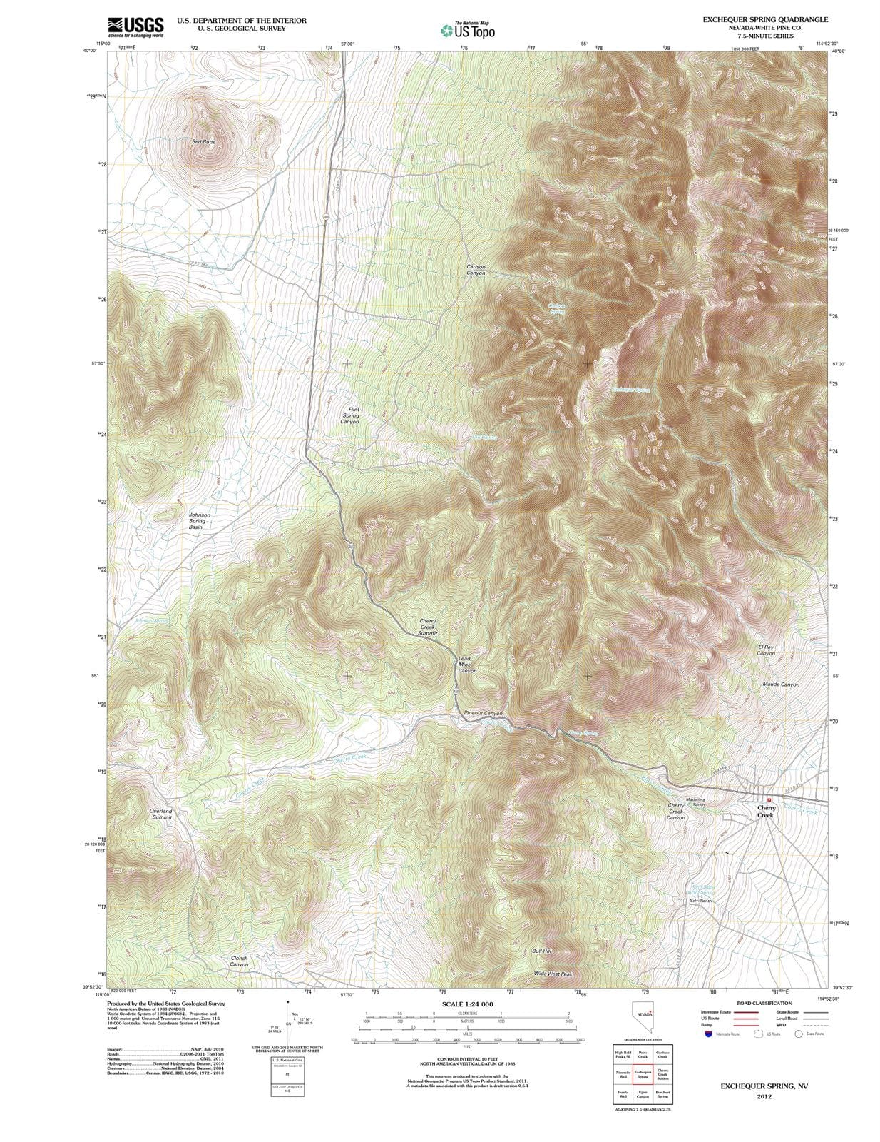 2012 Exchequer Spring, NV - Nevada - USGS Topographic Map