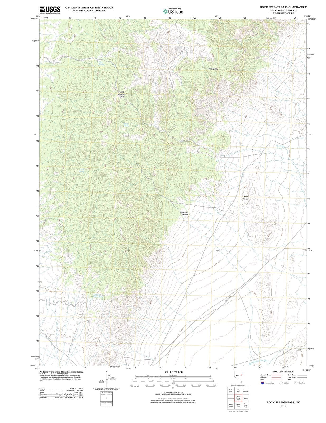 2012 Rock Springs Pass, NV - Nevada - USGS Topographic Map