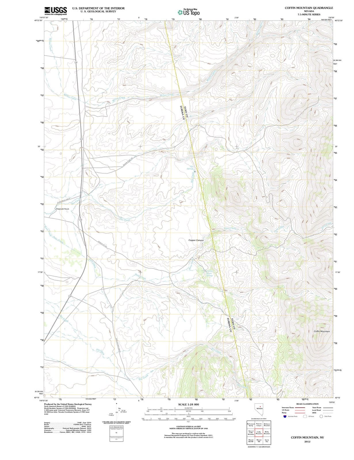 2012 Coffin Mountain, NV - Nevada - USGS Topographic Map