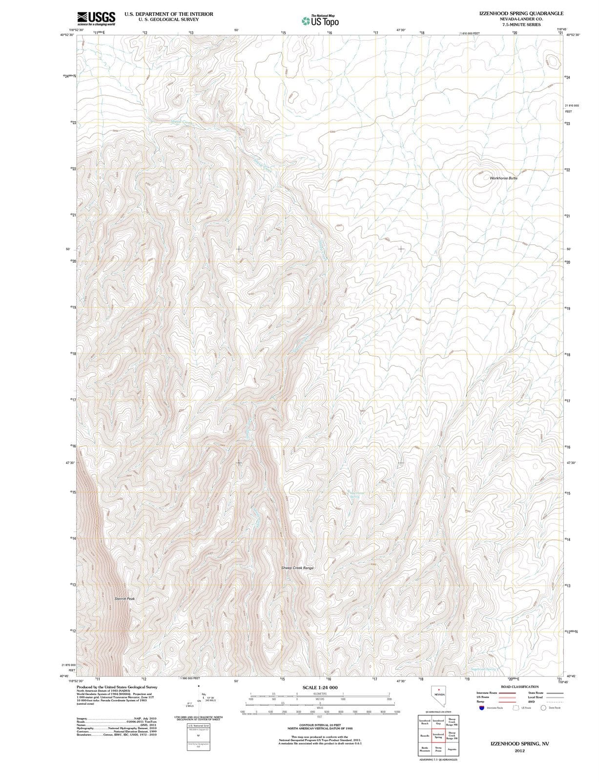 2012 Izzenhood Spring, NV - Nevada - USGS Topographic Map