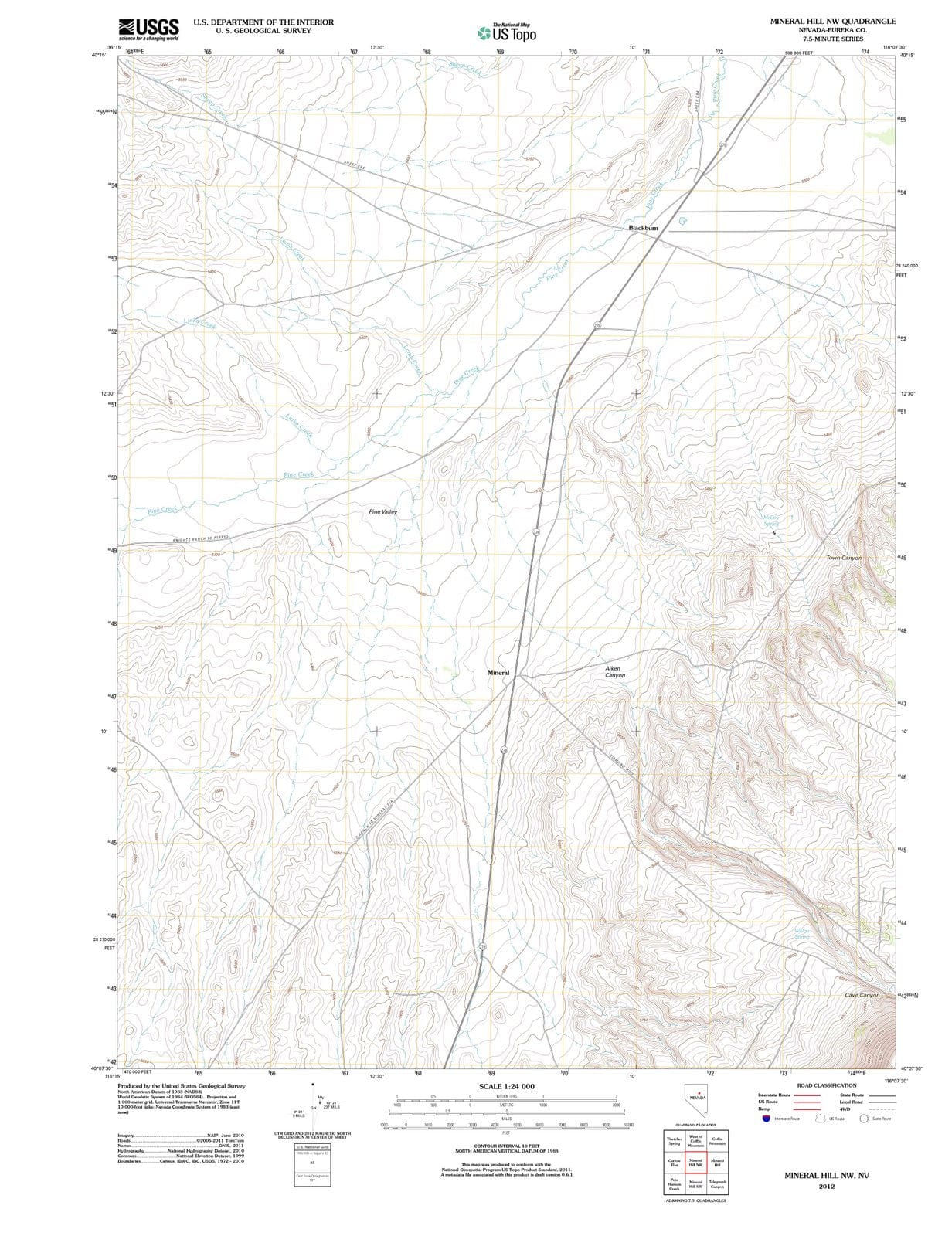 2012 Mineral Hill, NV - Nevada - USGS Topographic Map