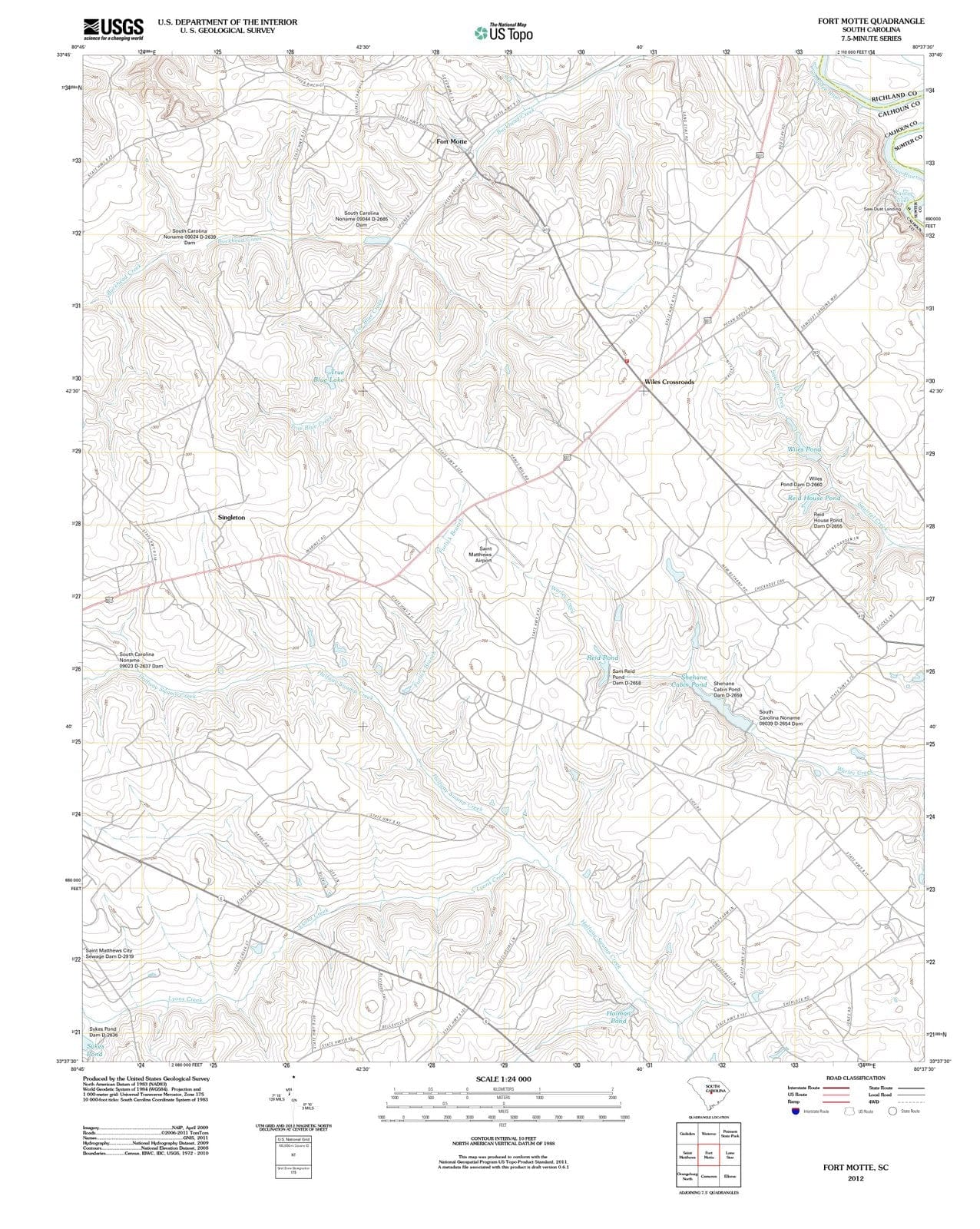 2012 Fort Motte, SC - South Carolina - USGS Topographic Map