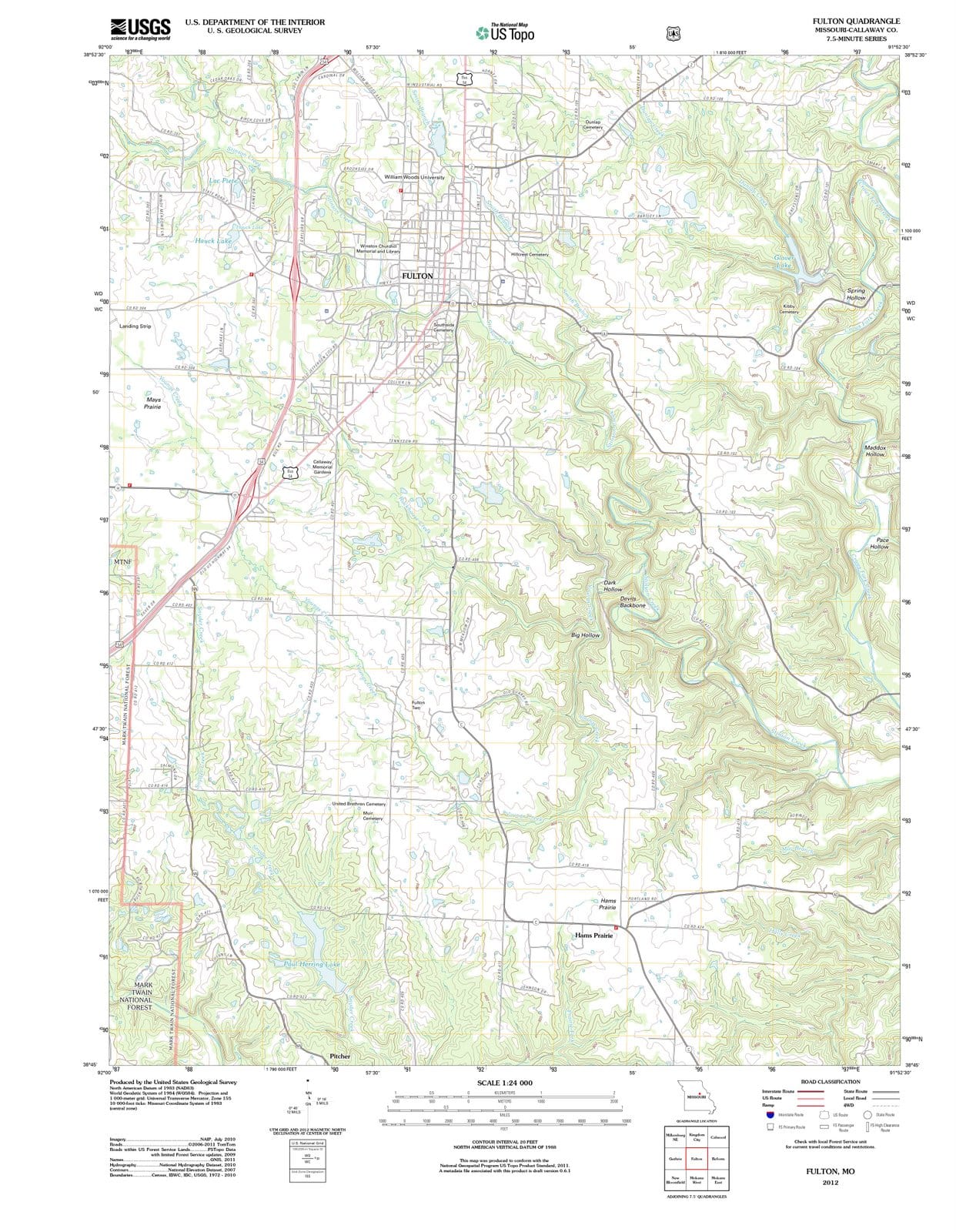 2012 Fulton, MO - Missouri - USGS Topographic Map