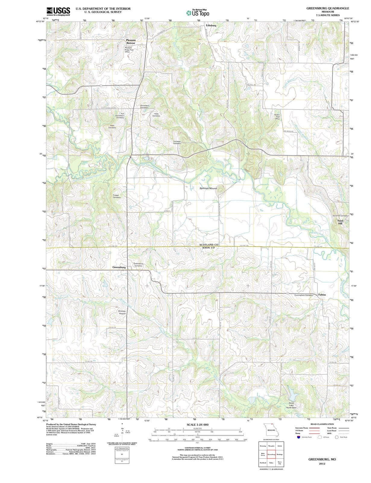 2012 Greensburg, MO - Missouri - USGS Topographic Map