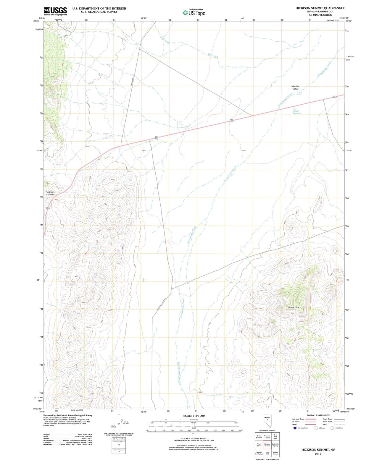 2012 Hickison Summit, NV - Nevada - USGS Topographic Map