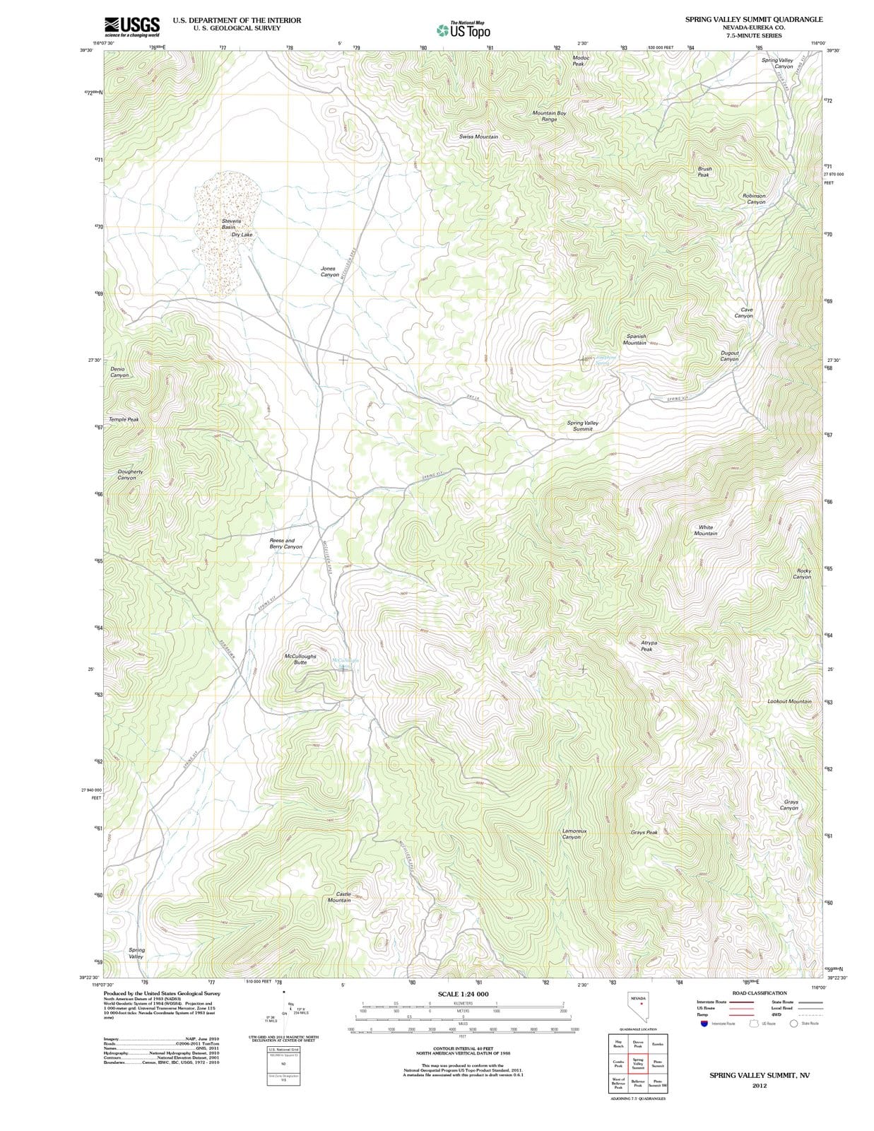 2012 Spring Valley Summit, NV - Nevada - USGS Topographic Map
