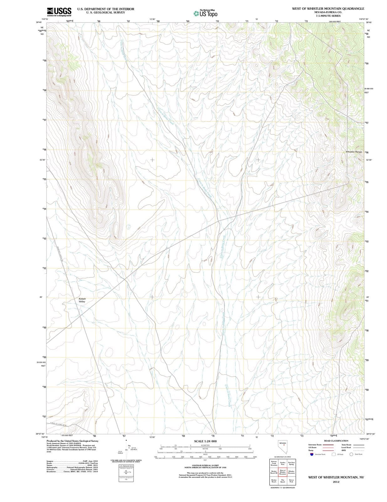 2012 West of Whistler Mountain, NV - Nevada - USGS Topographic Map