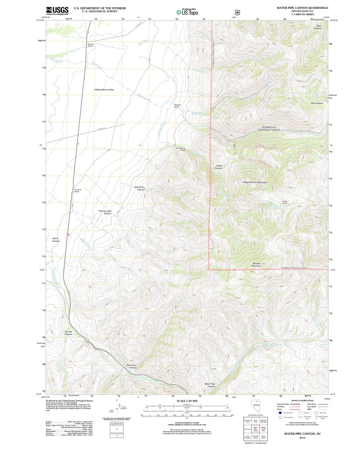 2012 Water Pipe Canyon, NV - Nevada - USGS Topographic Map