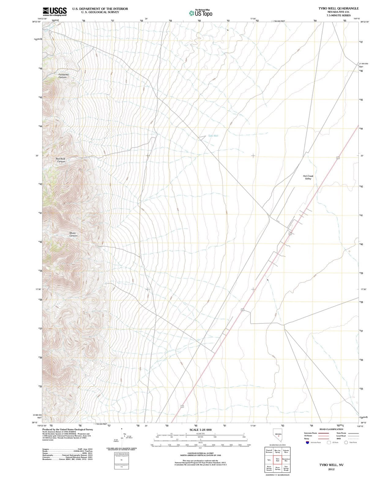 2012 Tybo Well, NV - Nevada - USGS Topographic Map