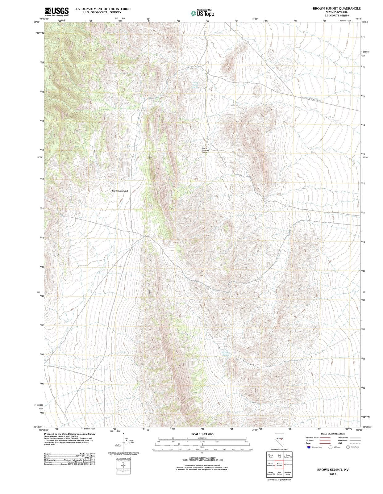 2012 Brown Summit, NV - Nevada - USGS Topographic Map