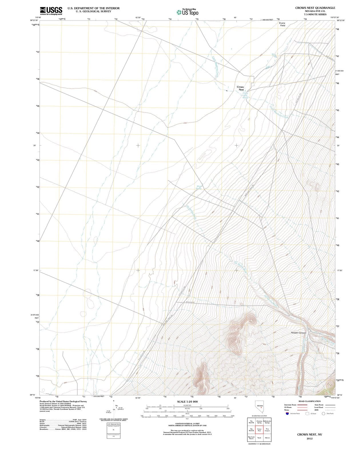 2012 Crowsst, NV - Nevada - USGS Topographic Map