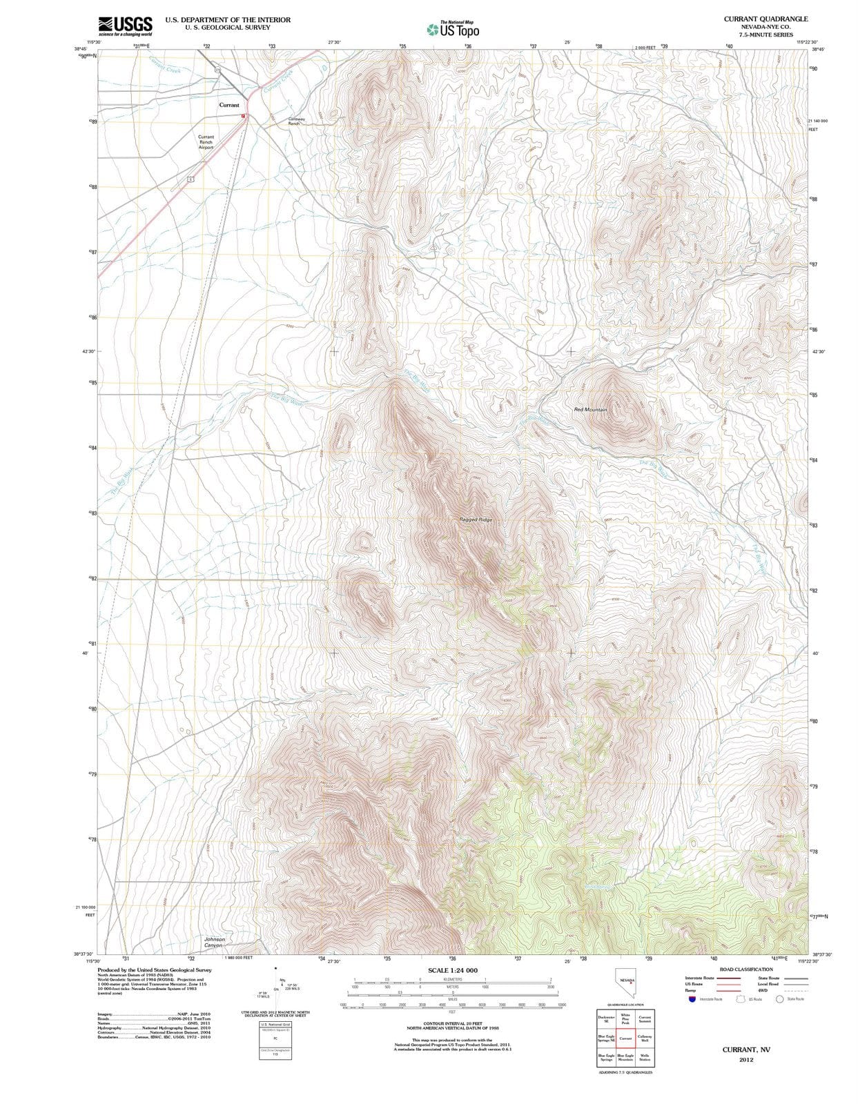 2012 Currant, NV - Nevada - USGS Topographic Map