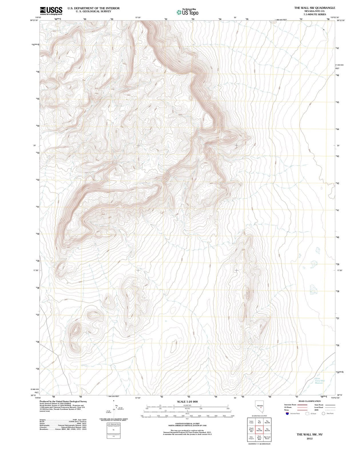 2012 The Wall, NV - Nevada - USGS Topographic Map