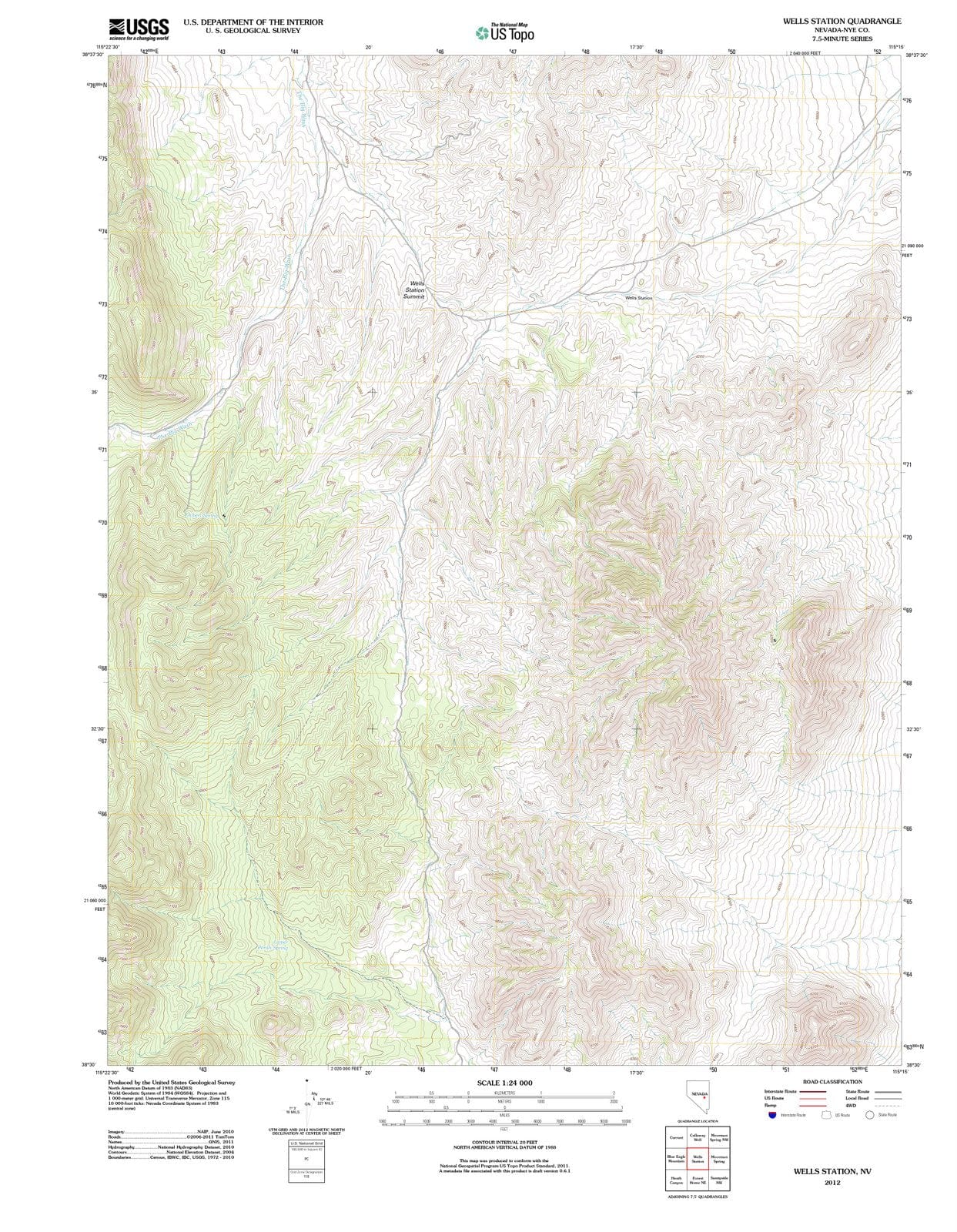 2012 Wells Station, NV - Nevada - USGS Topographic Map