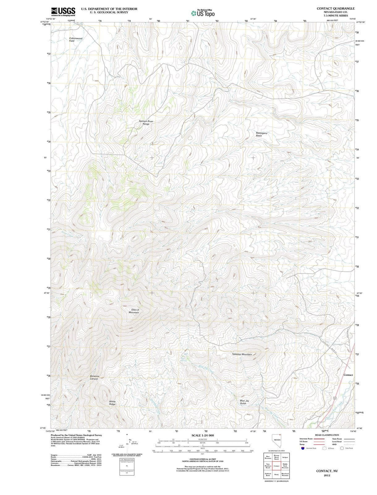 2012 Contact, NV - Nevada - USGS Topographic Map