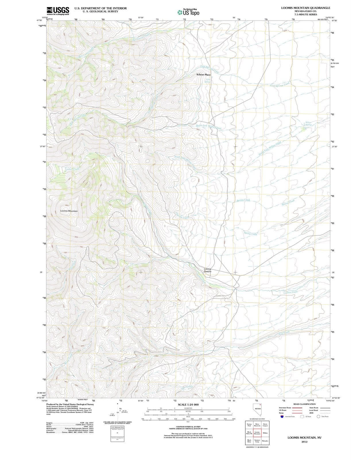 2012 Loomis Mountain, NV - Nevada - USGS Topographic Map