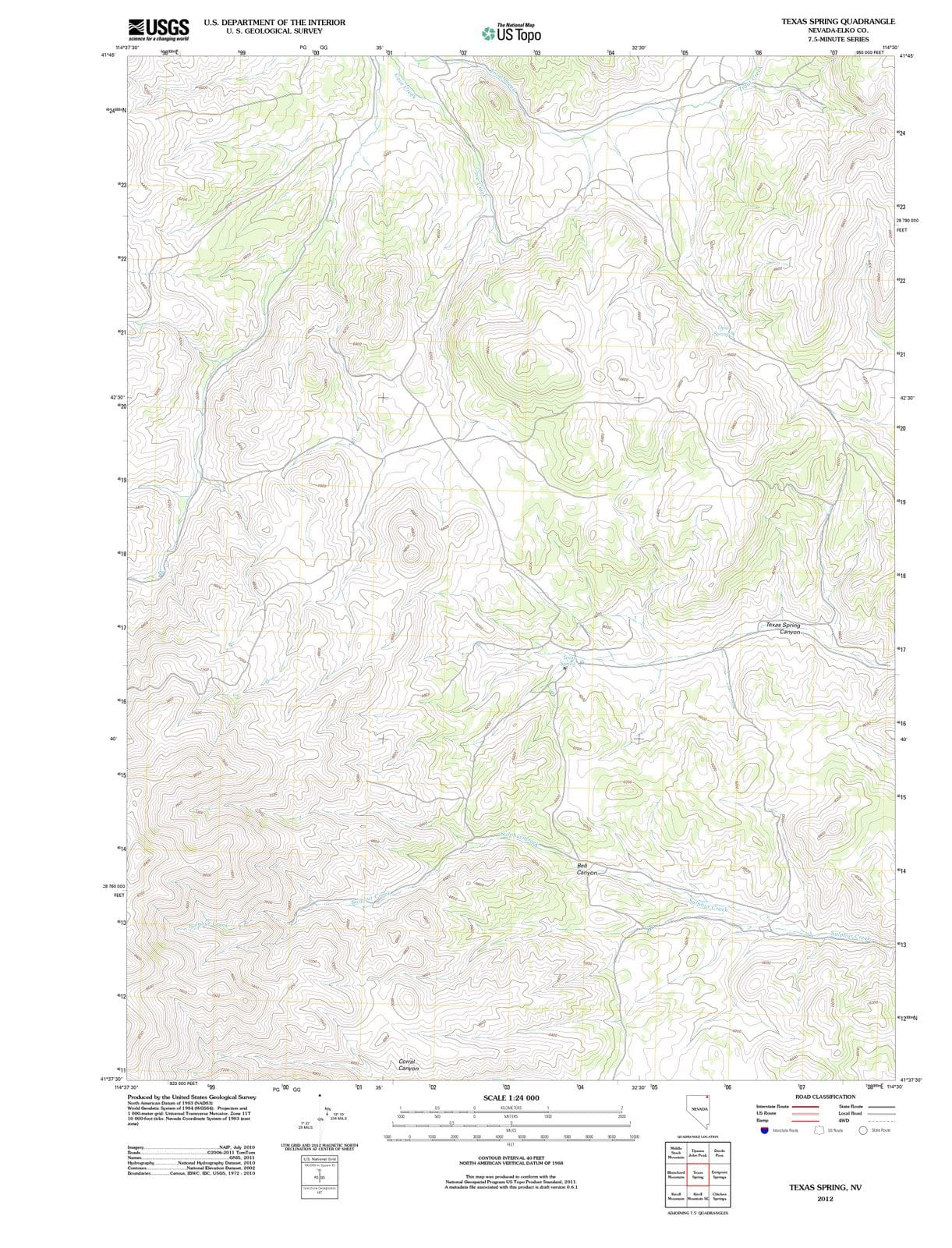 2012 Texas Spring, NV - Nevada - USGS Topographic Map