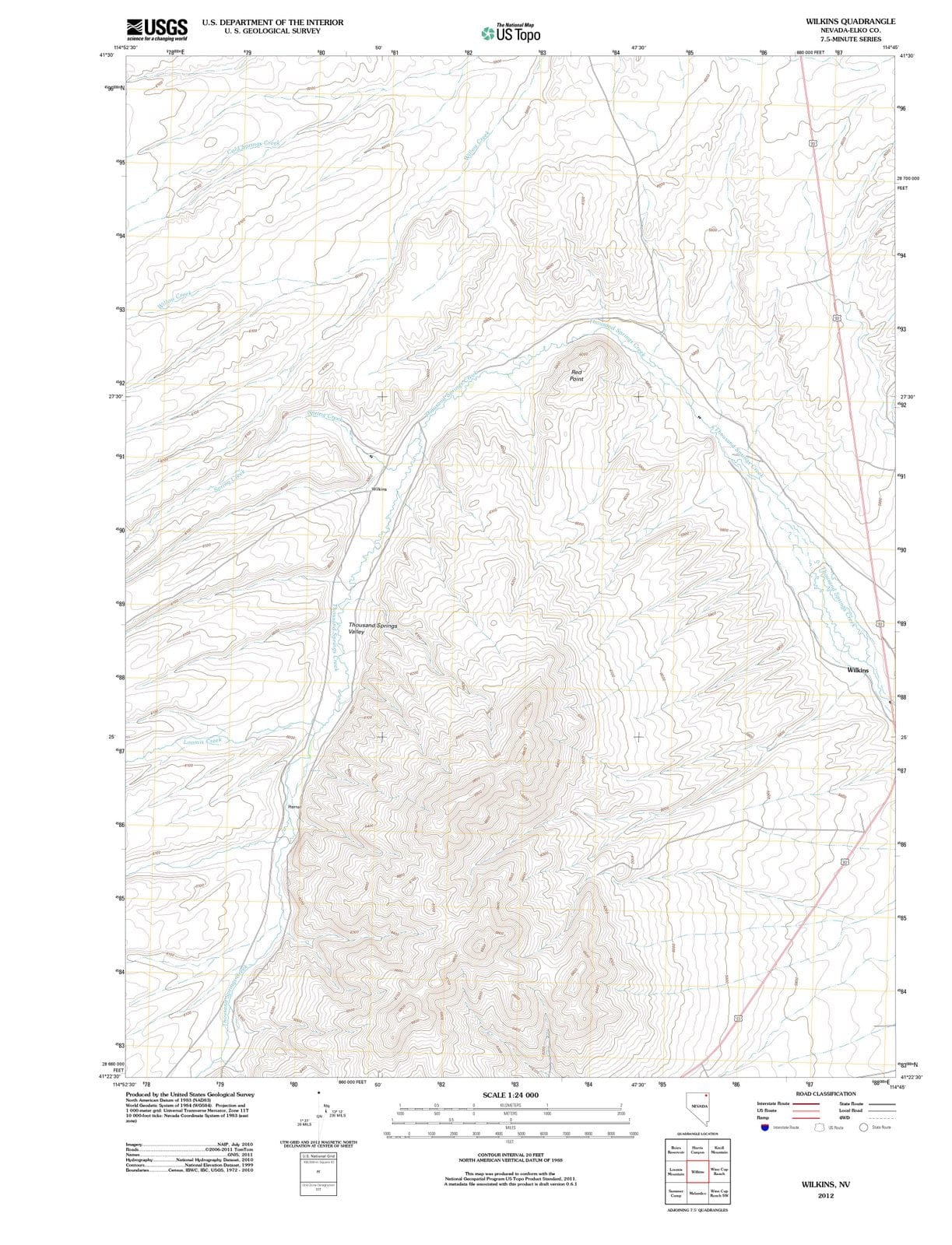 2012 Wilkins, NV - Nevada - USGS Topographic Map