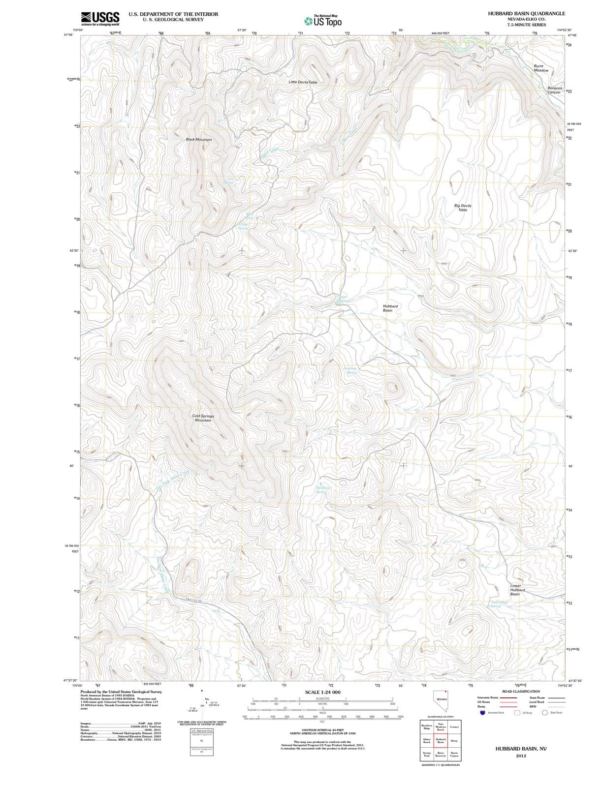 2012 Hubbard Basin, NV - Nevada - USGS Topographic Map