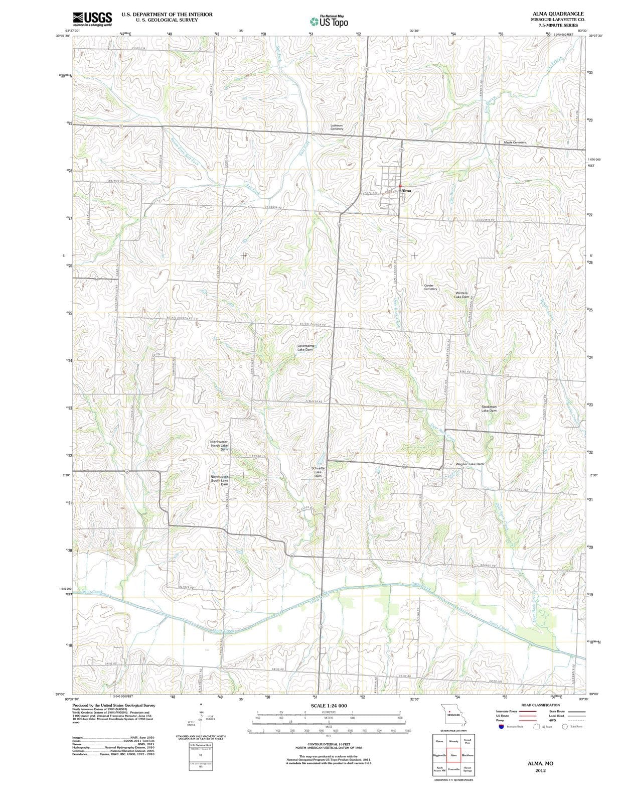 2012 Alma, MO - Missouri - USGS Topographic Map