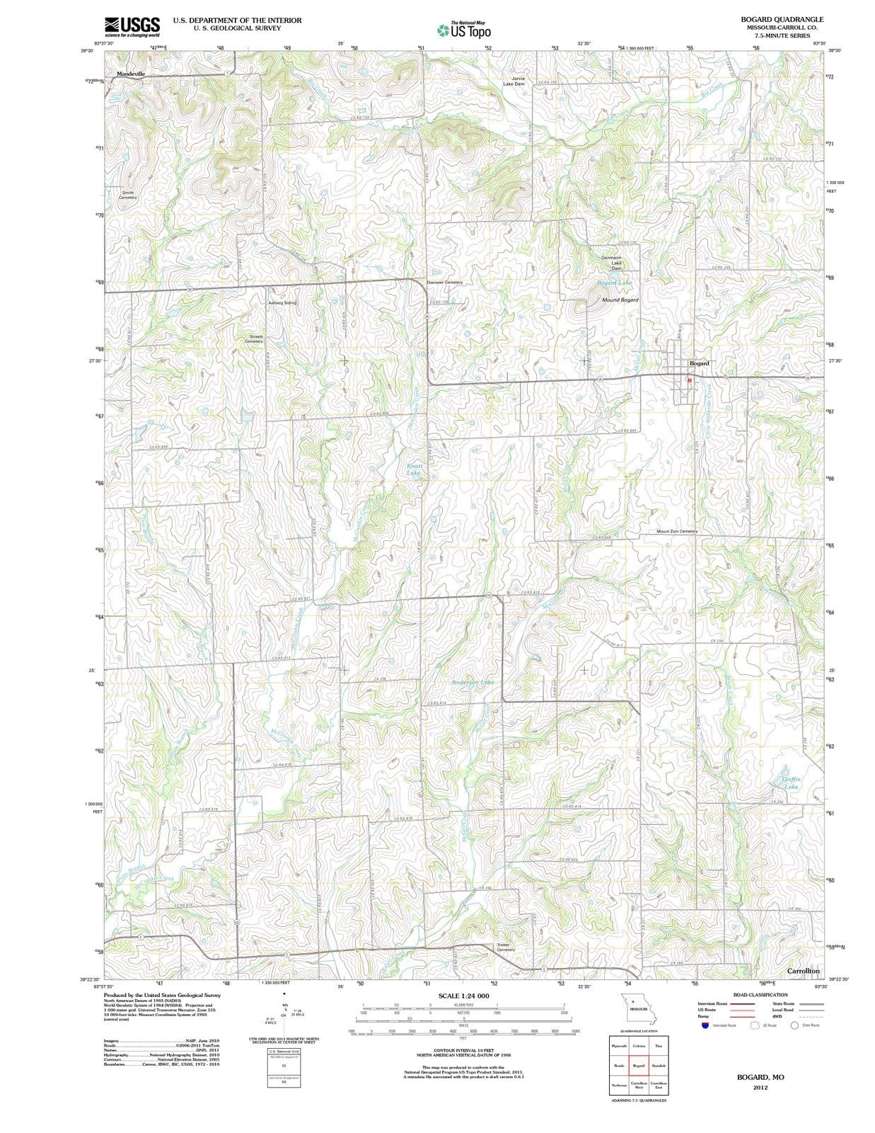 2012 Bogard, MO - Missouri - USGS Topographic Map