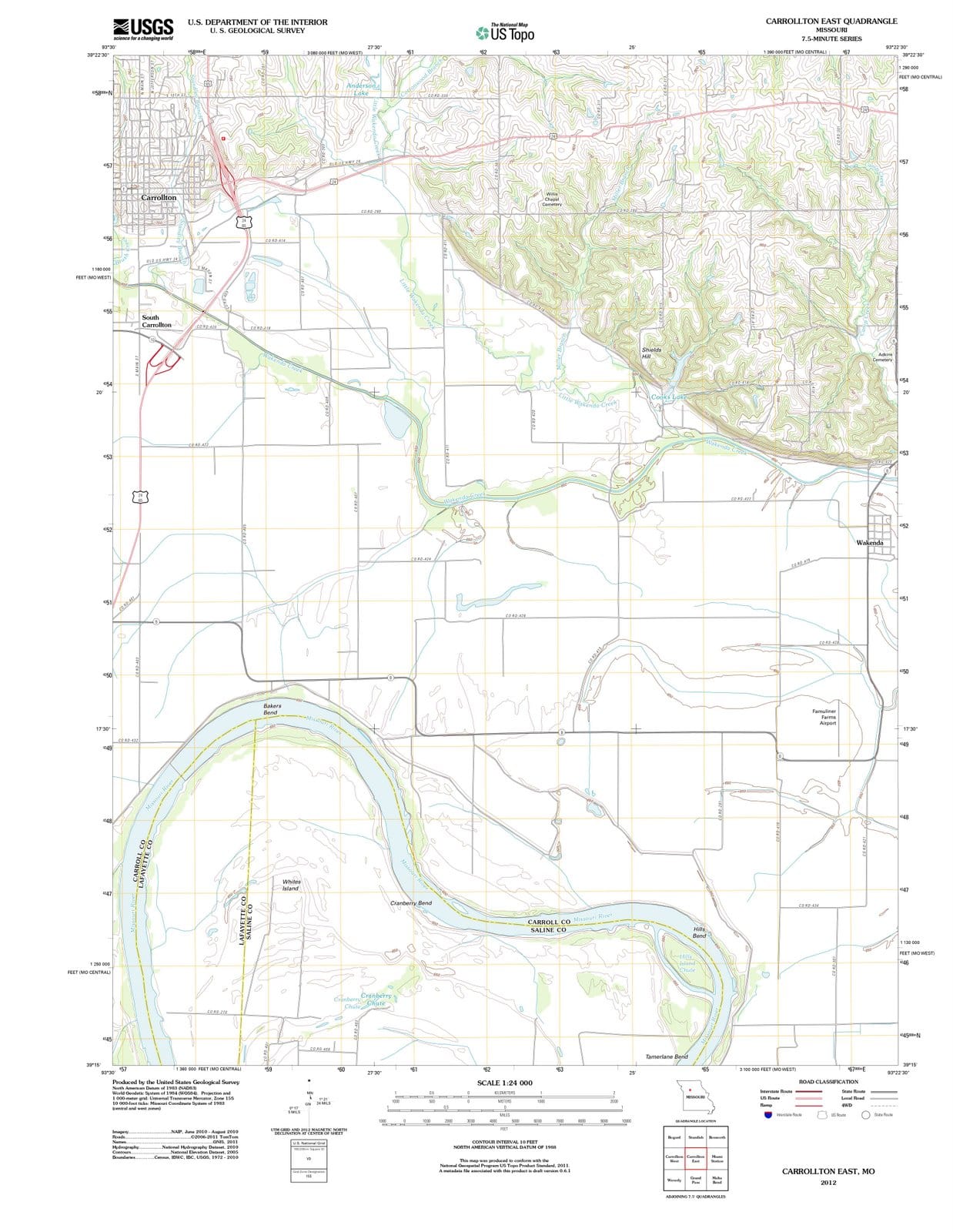 2012 Carrollton East, MO - Missouri - USGS Topographic Map