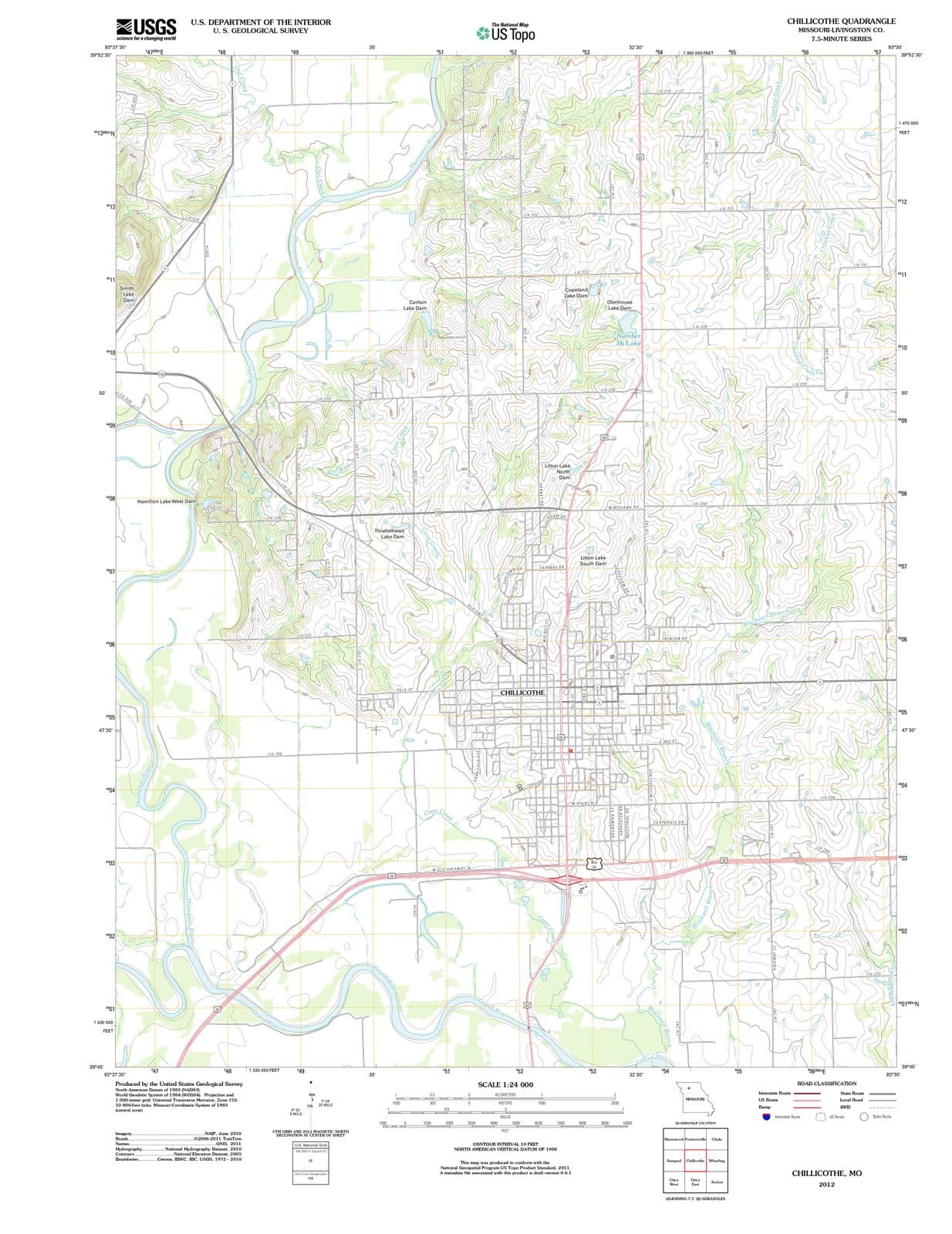 2012 Chillicothe, MO - Missouri - USGS Topographic Map