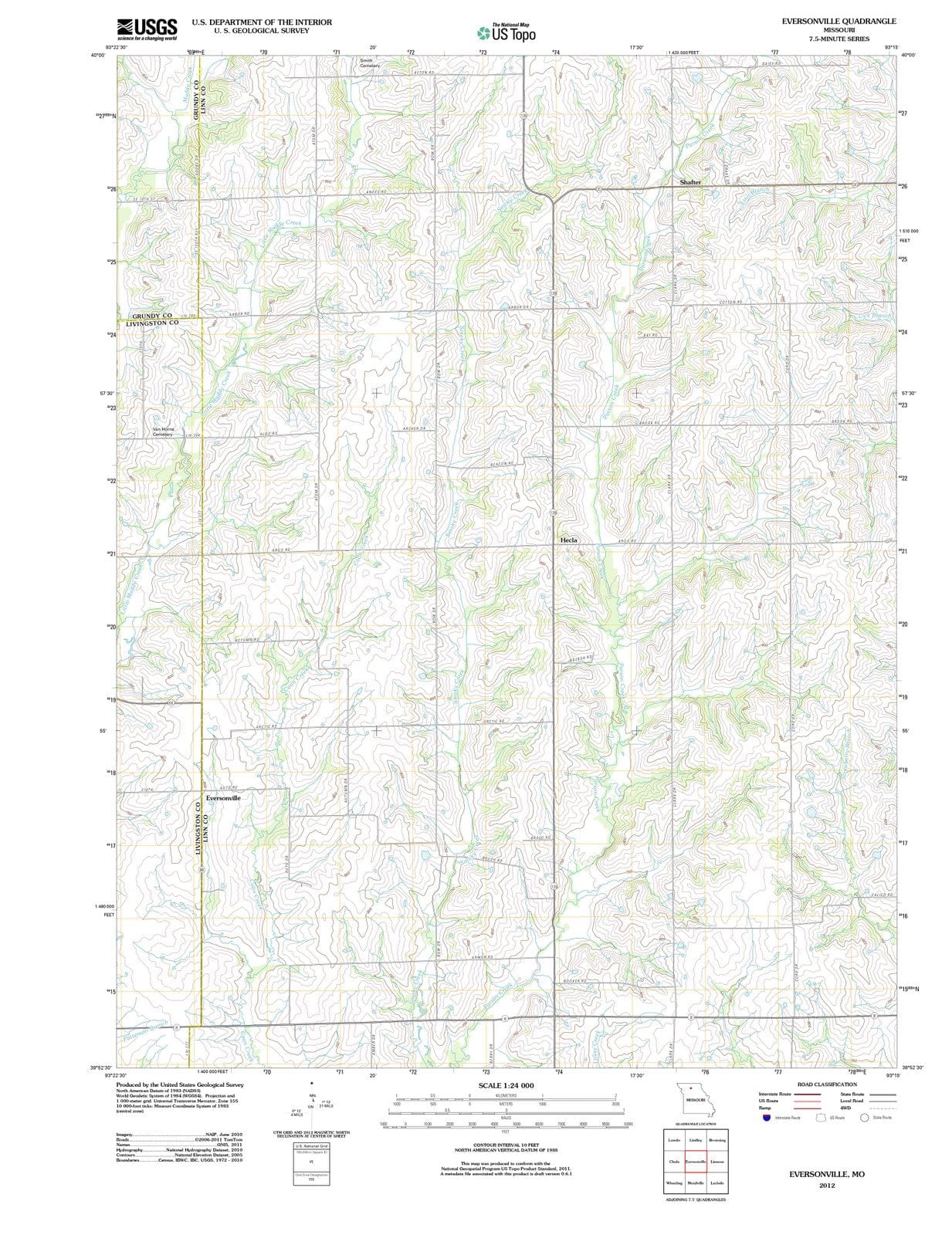 2012 Eversonville, MO - Missouri - USGS Topographic Map