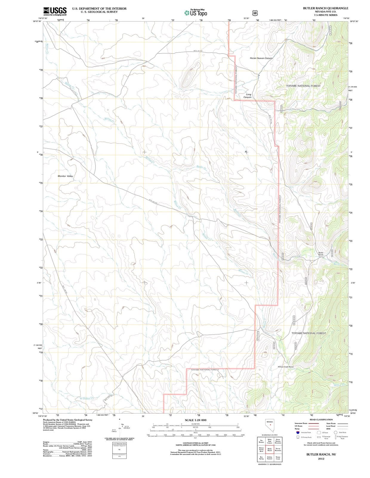 2012 Butler Ranch, NV - Nevada - USGS Topographic Map