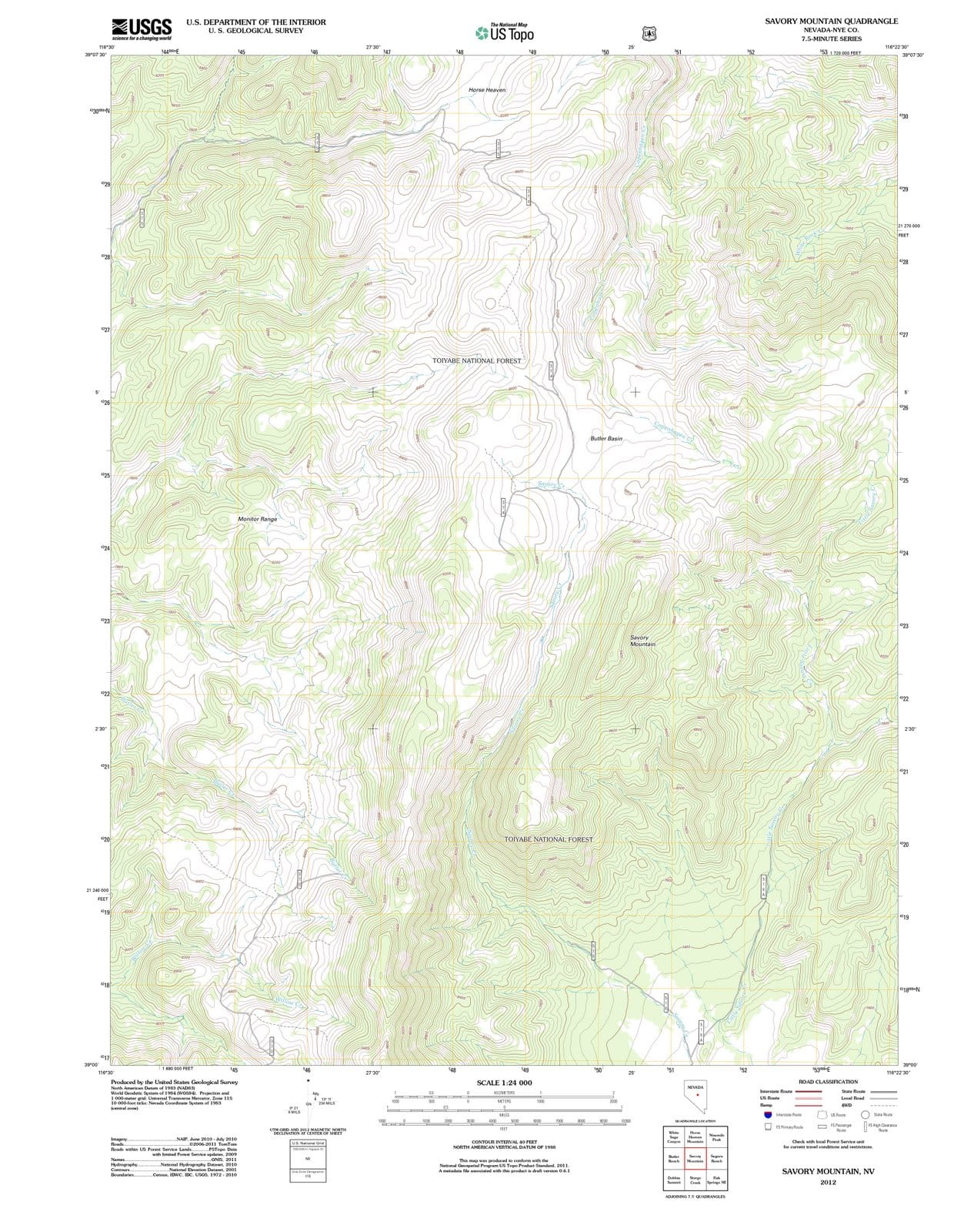 2012 Savory Mountain, NV - Nevada - USGS Topographic Map