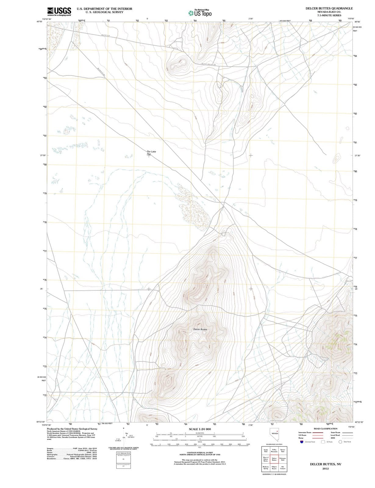 2012 Delcer Buttes, NV - Nevada - USGS Topographic Map