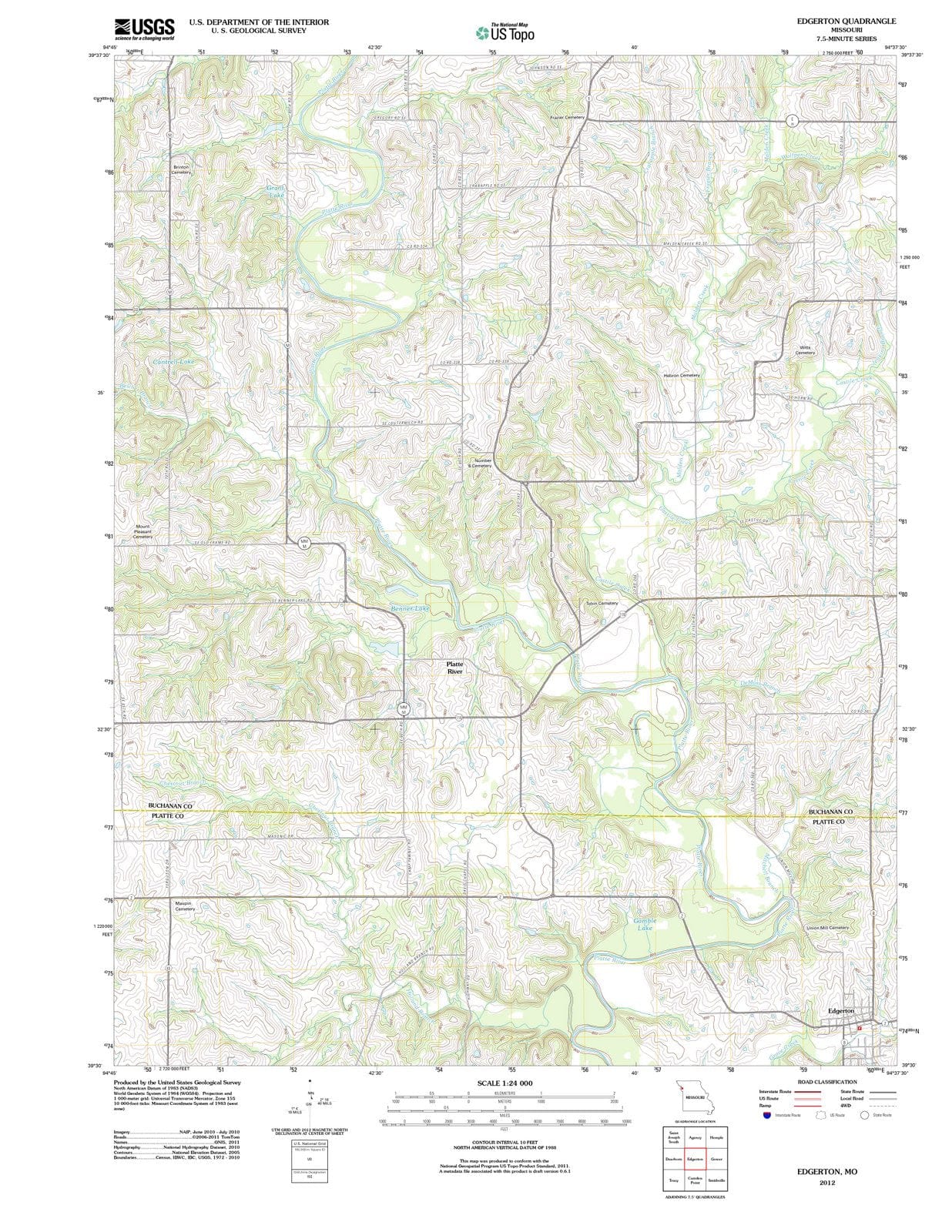 2012 Edgerton, MO - Missouri - USGS Topographic Map