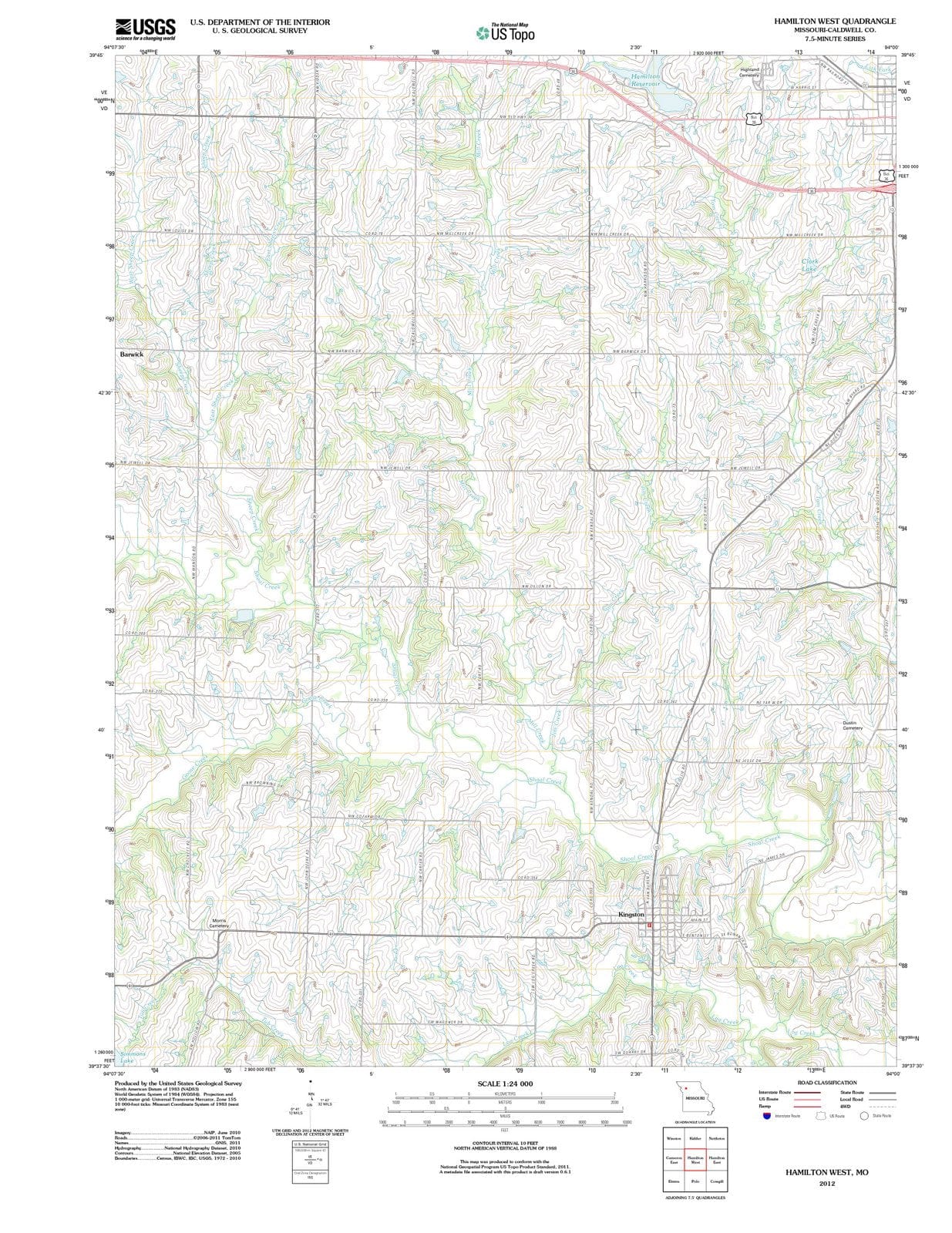 2012 Hamilton West, MO - Missouri - USGS Topographic Map