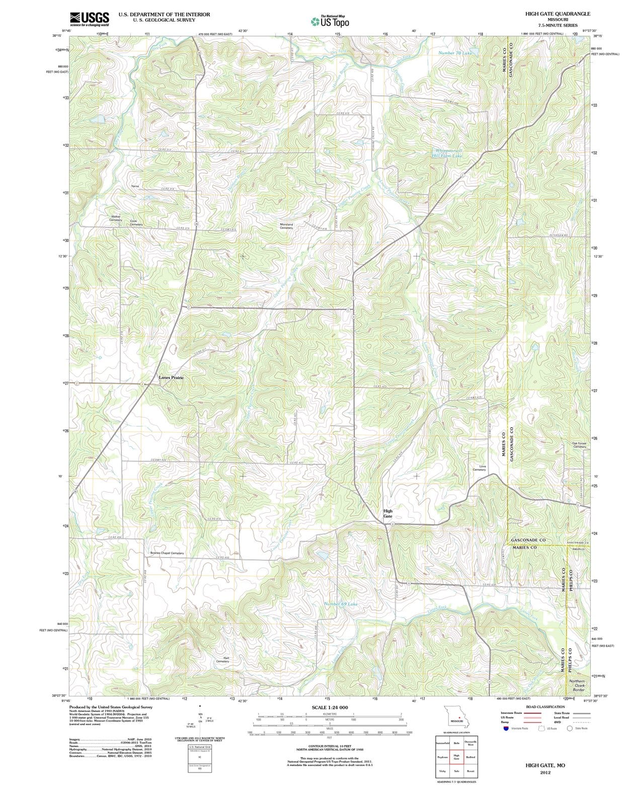 2012 High Gate, MO - Missouri - USGS Topographic Map