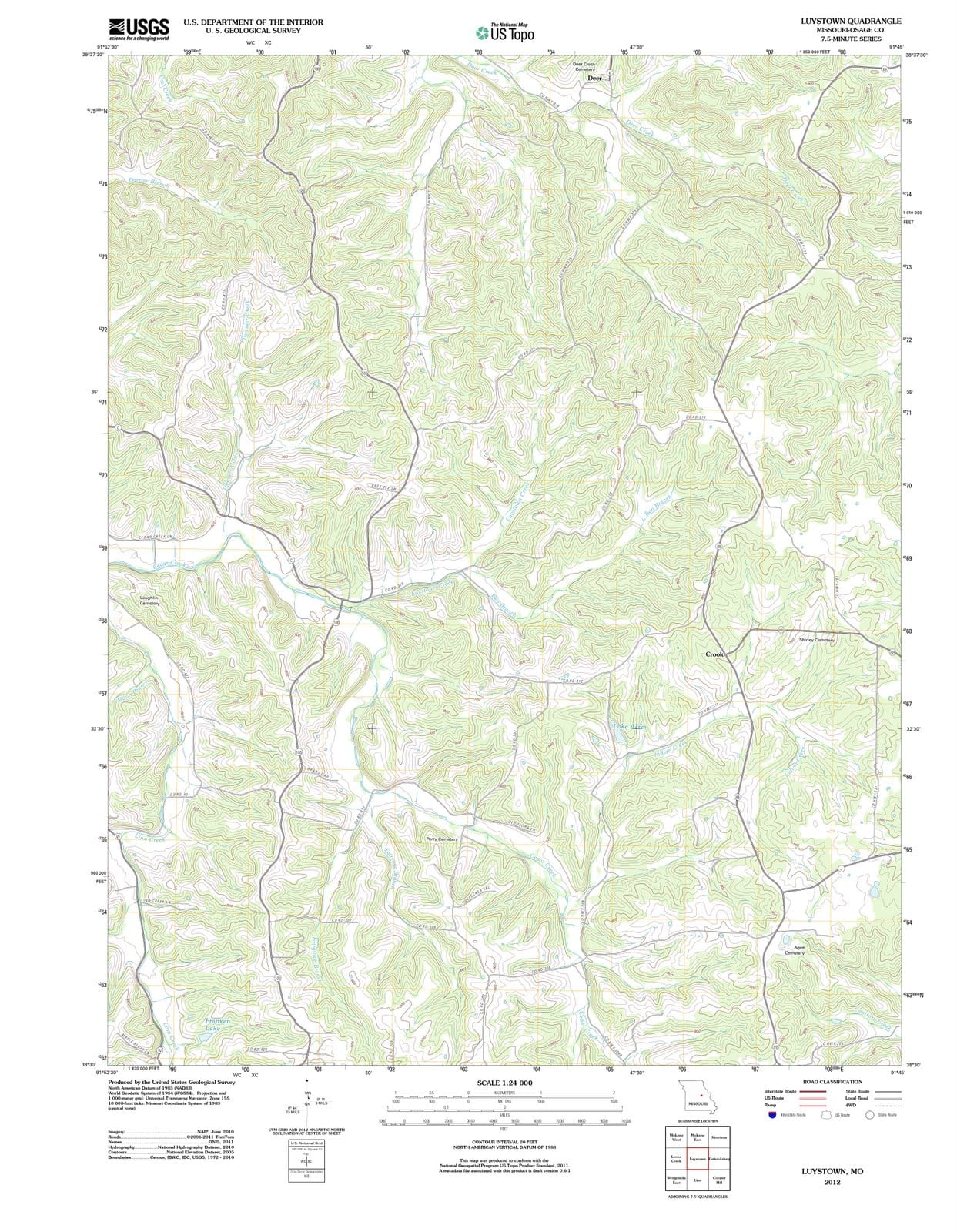 2012 Luystown, MO - Missouri - USGS Topographic Map